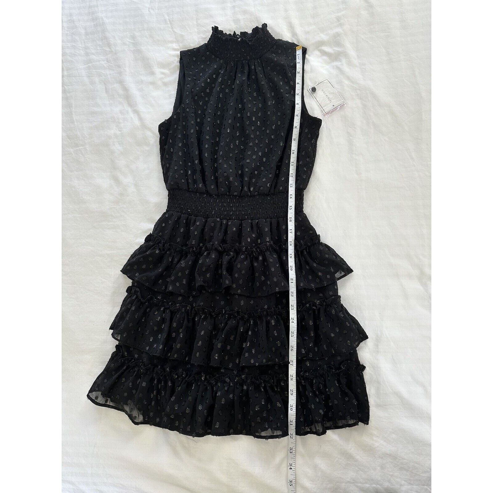 Other Black Smocked Neck Ruffle Tiered Mini Dress 1. State NWT Size S / US 4 / IT 40 - 19 Thumbnail