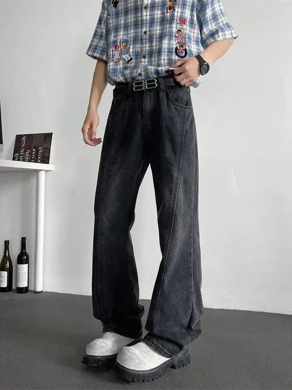 Japanese Brand Retro loose straight leg wide leg jeans Size US 32 / EU 48 - 2 Thumbnail