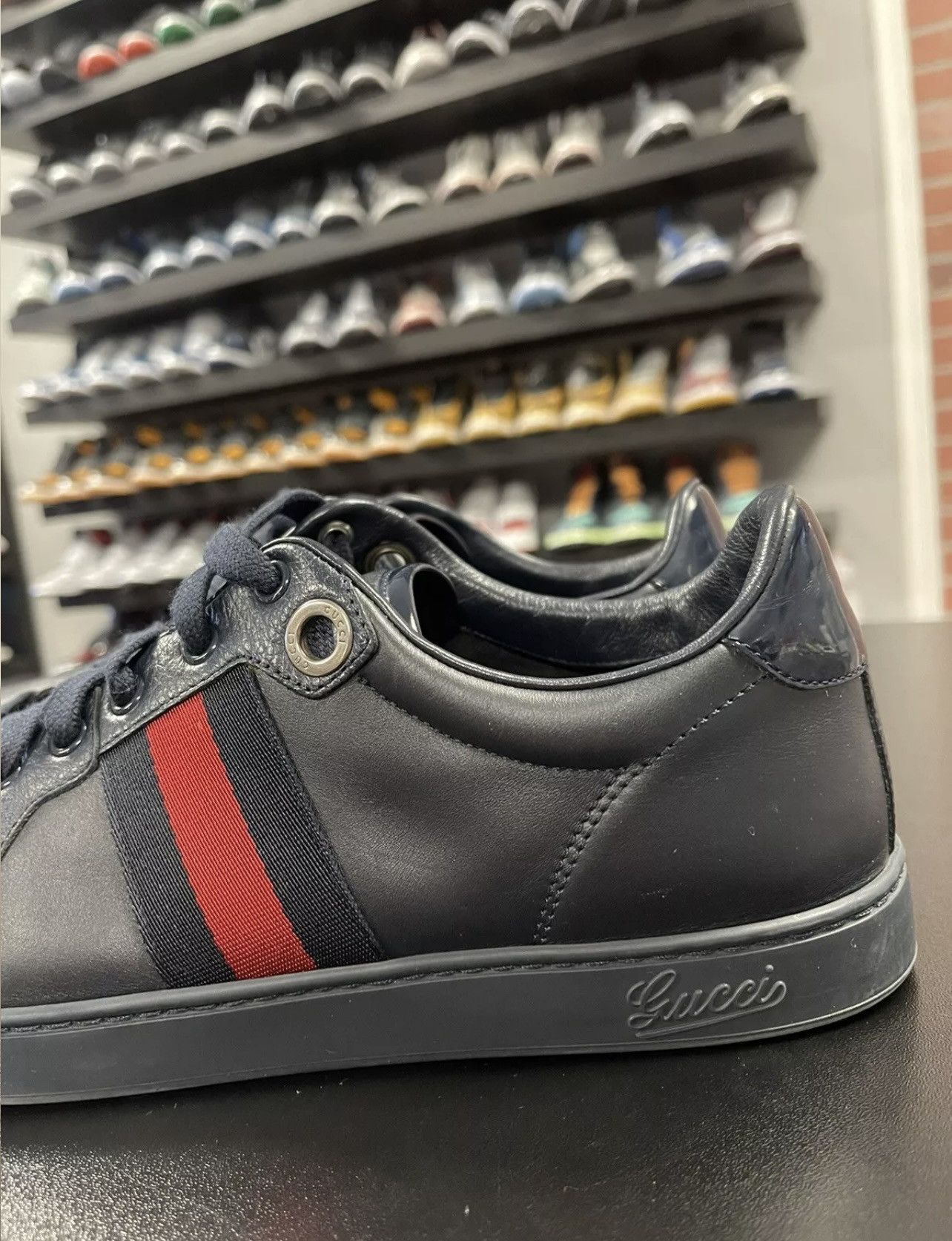 Gucci Size 9.5US/9G - Gucci Coda Leather Web Stripe Navy Blue Low Size US 9.5 / EU 42-43 - 5 Thumbnail