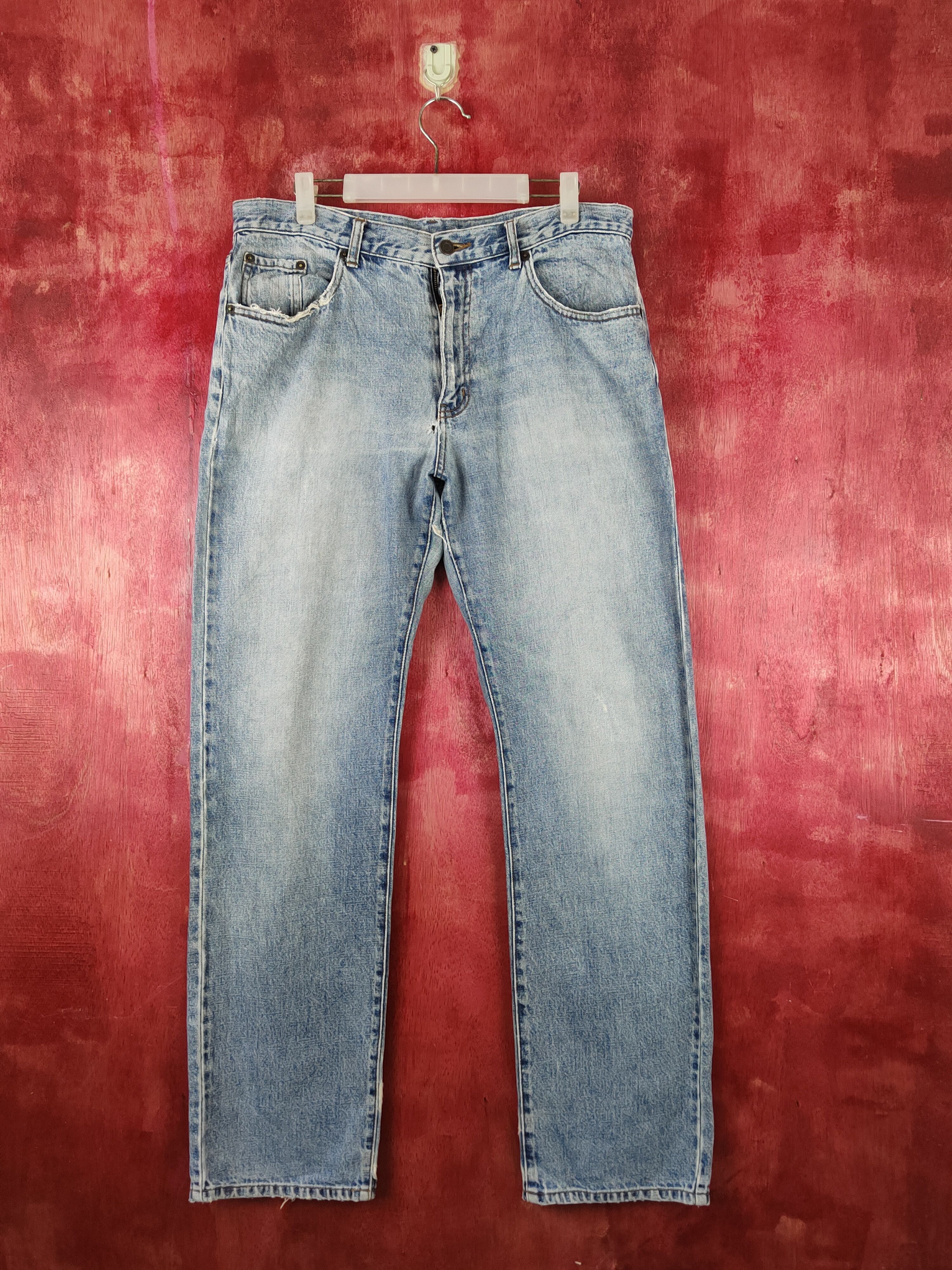 Japanese Brand Topvalu Blue Distressed Ripped Jeans #S2143 Size US 35 - 1 Thumbnail