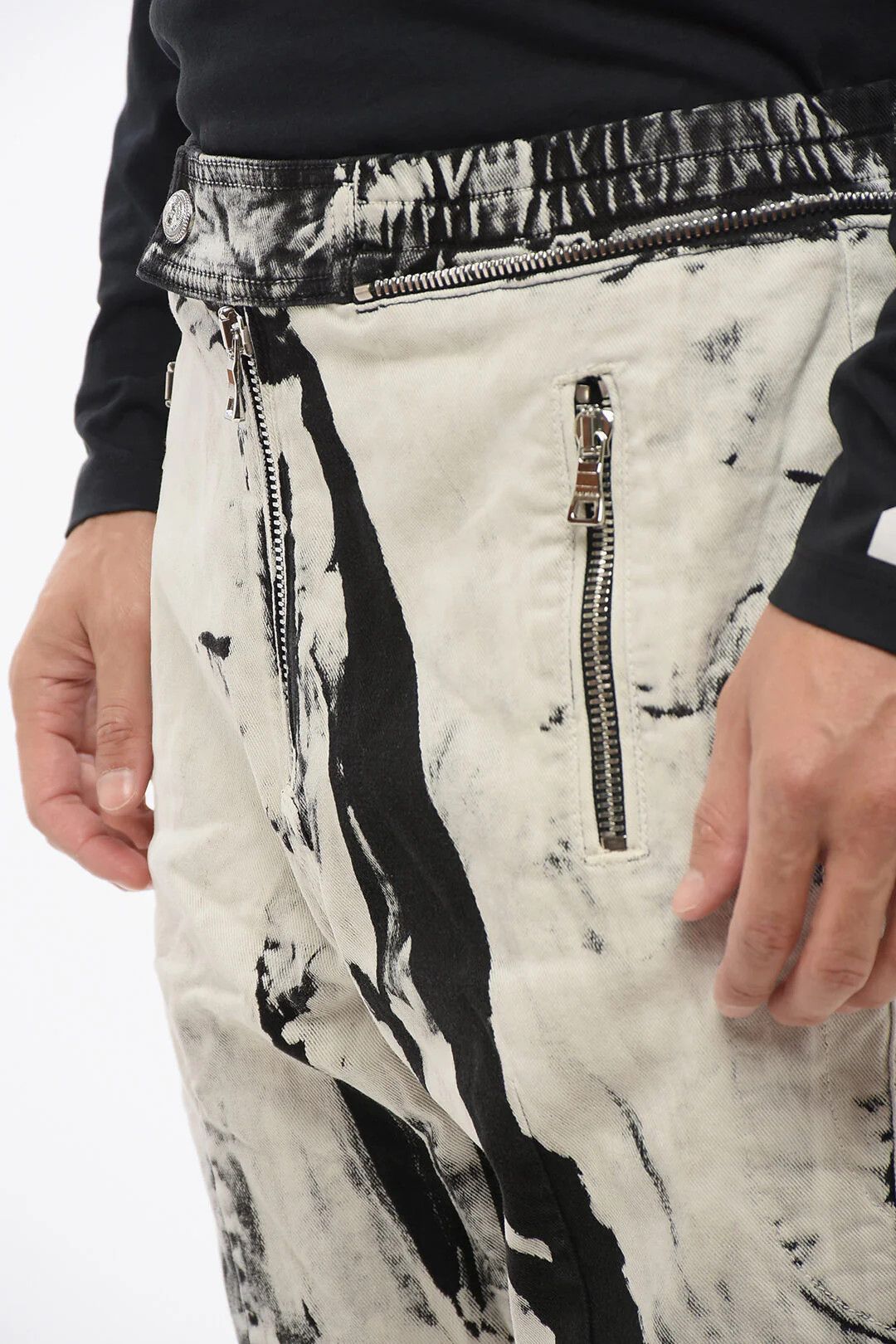 Balmain og1mm0326 Acid-Wash Biker Jeans in White Size US 33 - 3 Thumbnail