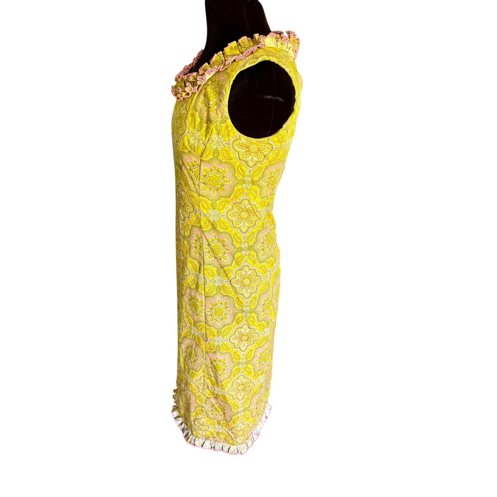 Vintage Vintage 60’s Yellow Ruffle Sleeveless Maxi Dress XS Small Size S / US 4 / IT 40 - 6 Thumbnail