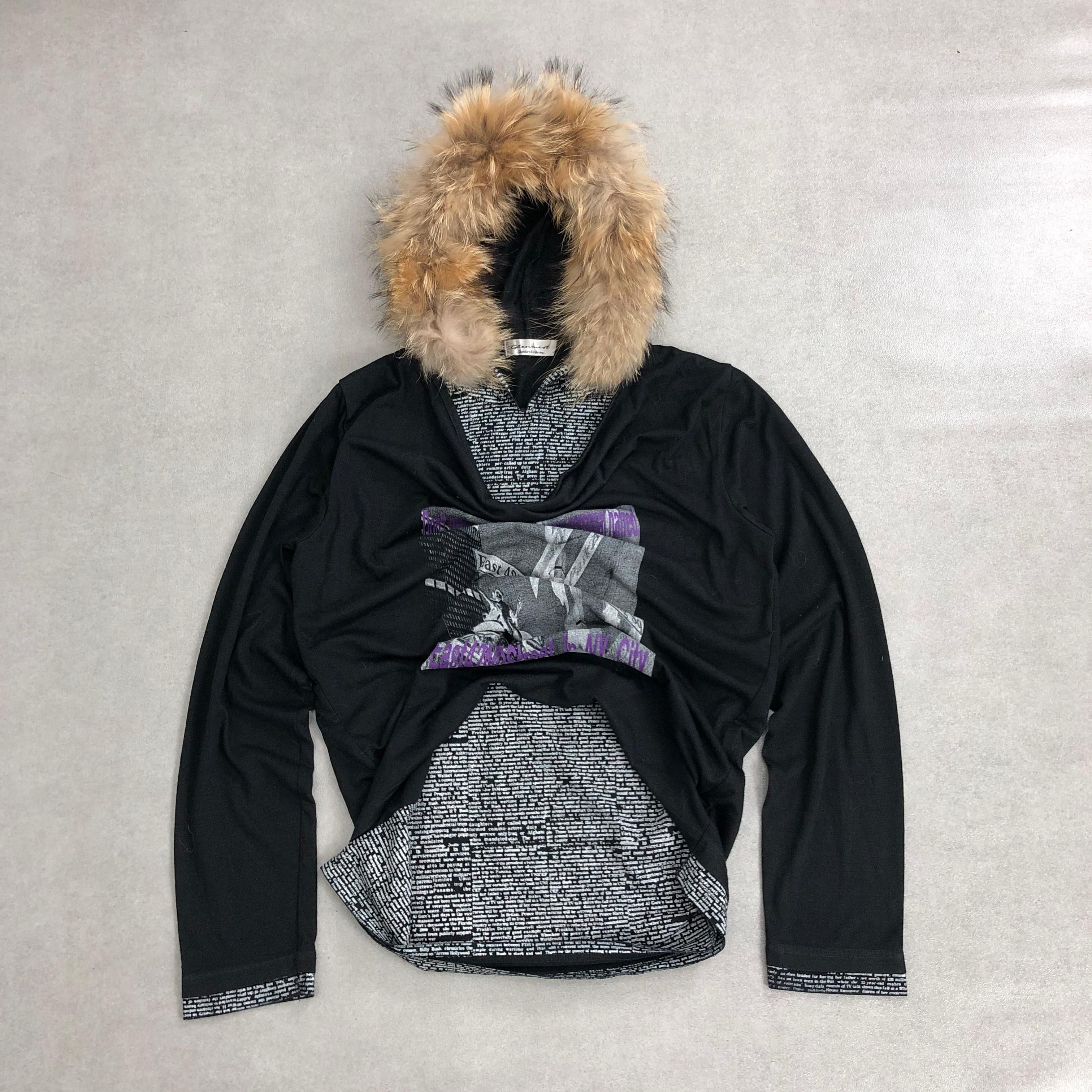 Japanese Brand Y2K Japanese Double Layers Print Gothic Poem Fur Zip Hoodie Size US M / EU 48-50 / 2 - 5 Thumbnail