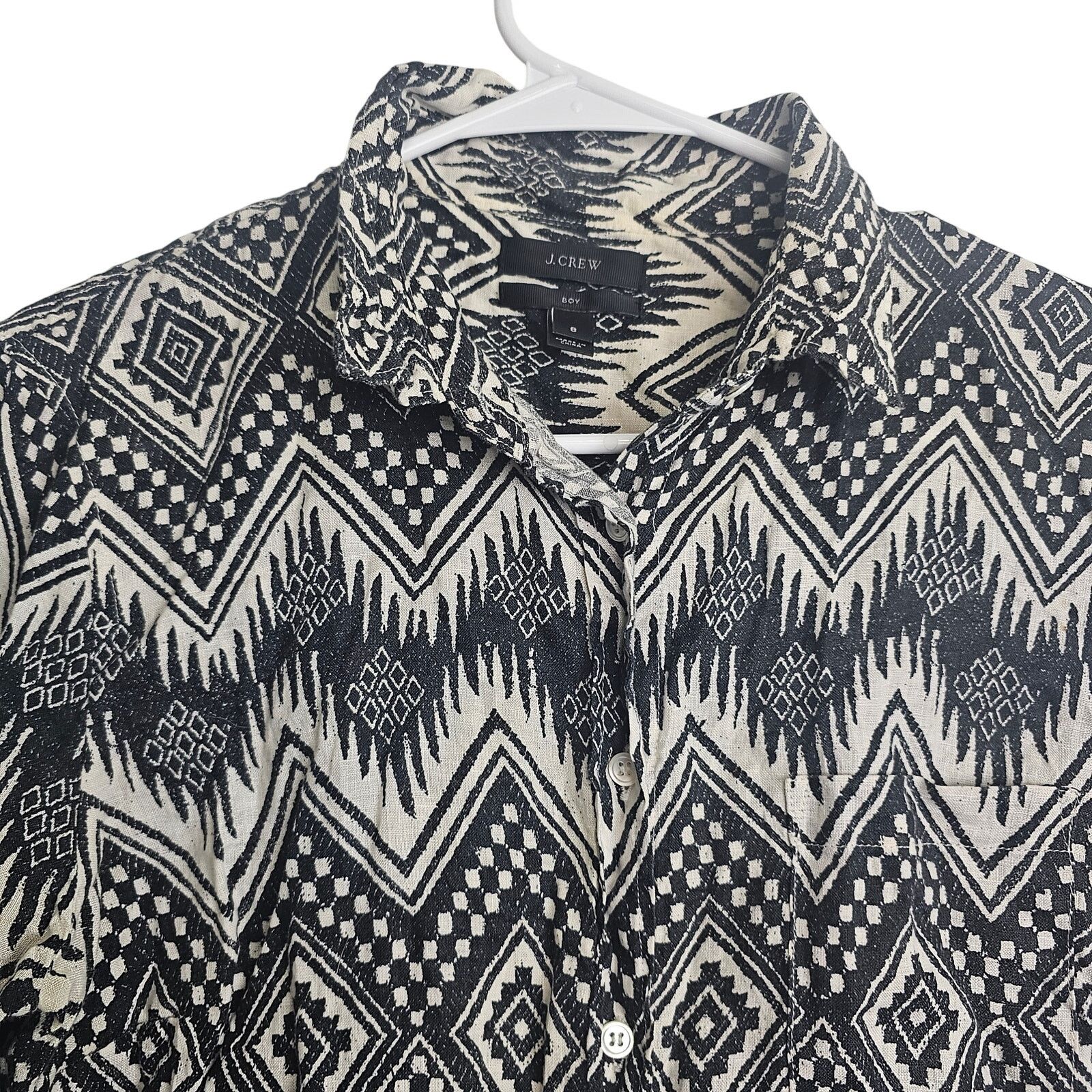 J.Crew J. Crew Women Diamond Ikat Linen Shirt 8 Southwestern Tribal Size M / US 6-8 / IT 42-44 - 3 Thumbnail