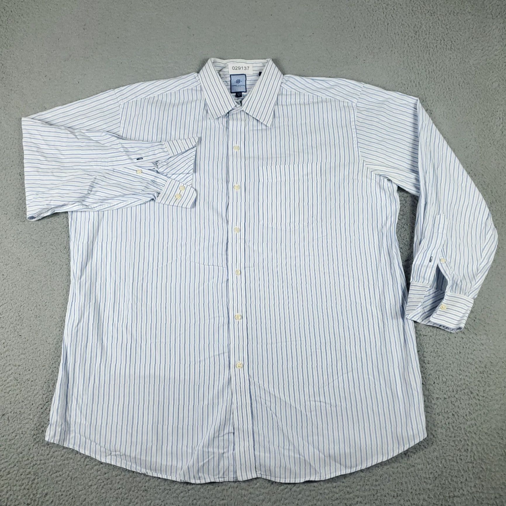 Tommy Hilfiger Tommy Hilfiger Blue Striped Button-Up Shirt Mens XL Long Sleeve Casual Size US XL / EU 56 / 4 - 2 Thumbnail