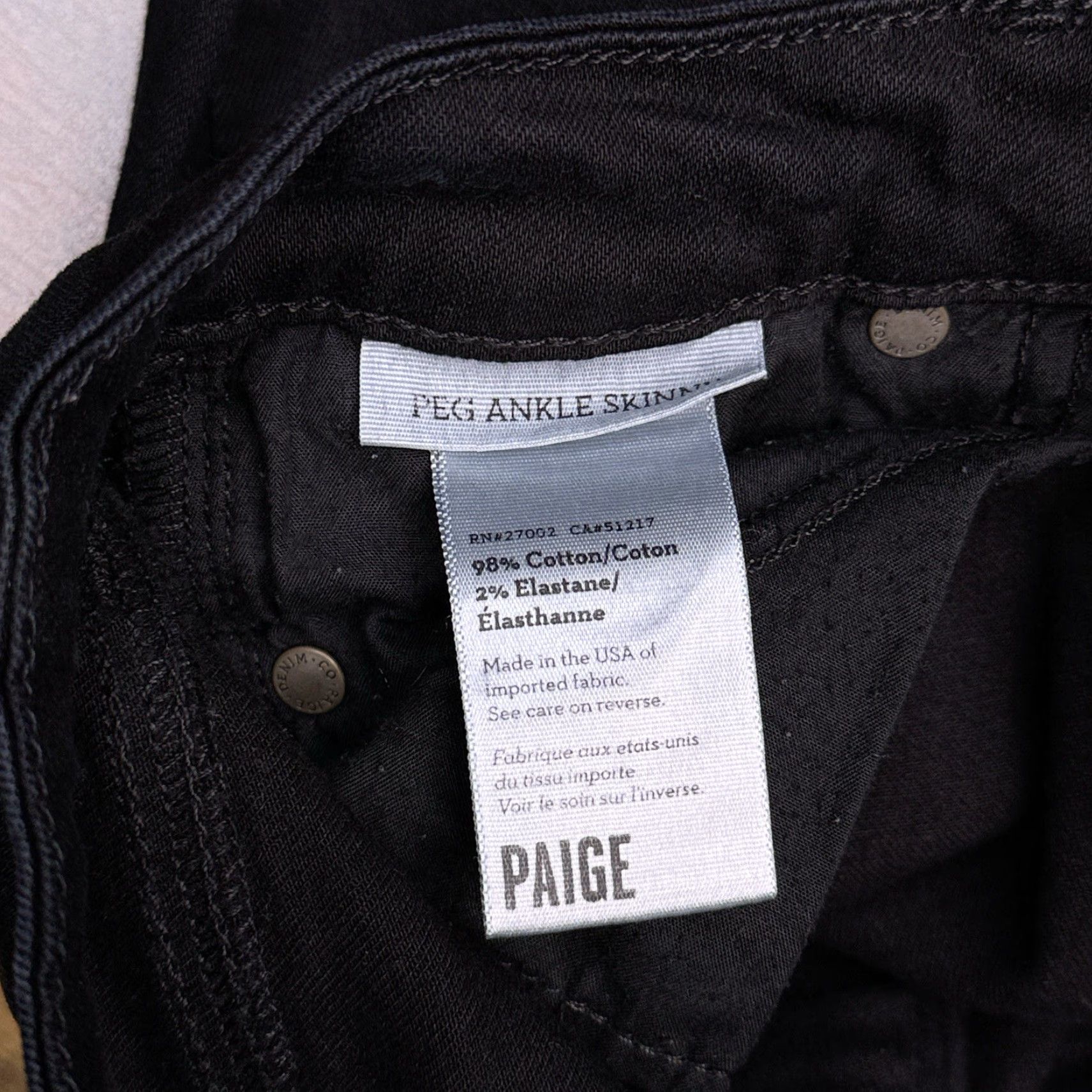 Paige Paige Jeans Women 25 Black Ankle Skinny Low Rise Stretch USA Size 42" / US 20 - 5 Thumbnail