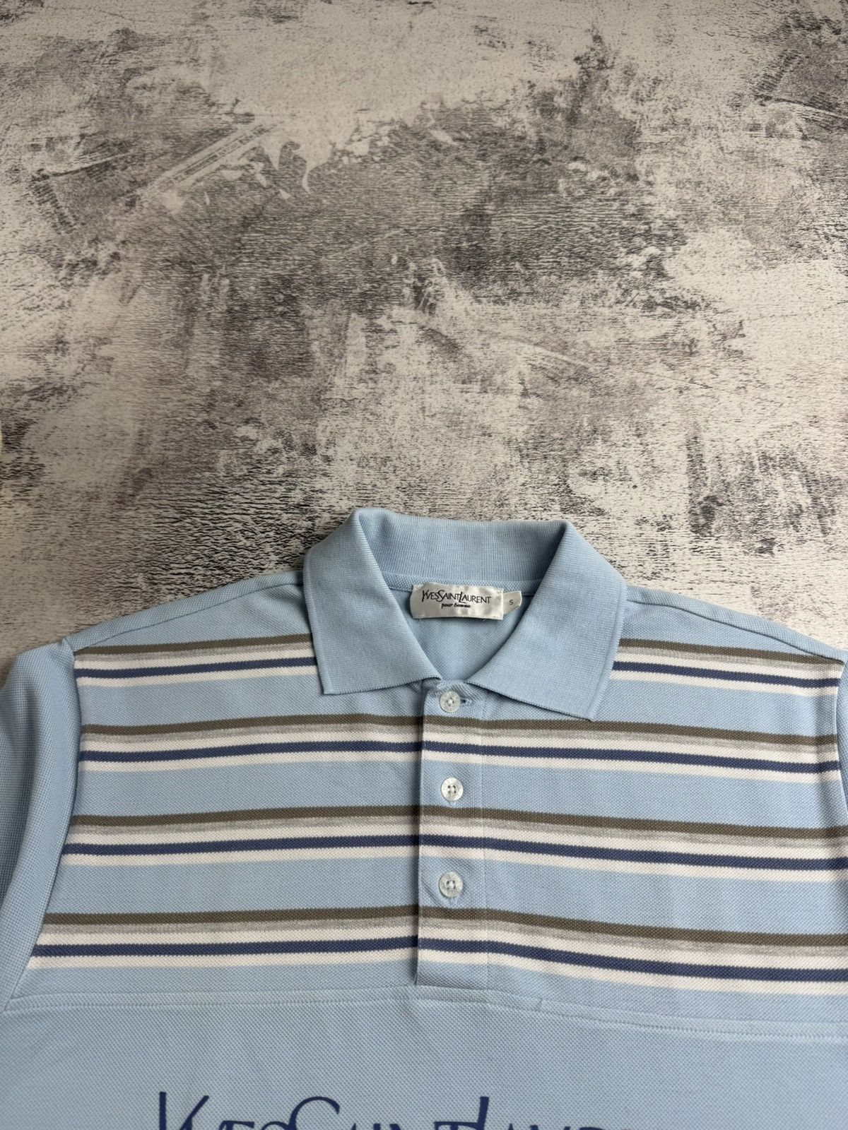 Yves Saint Laurent Yves Saint Laurent YSL Small Blue Cotton Luxury Big Logo Polo T Shirt Tee Jersey Size US S / EU 44-46 / 1 - 8 Thumbnail