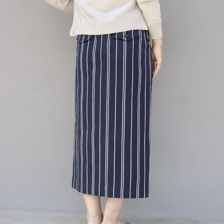 Phlannel Phlannel British Gurkha Maxi Skirt Ladies Blue Stripe Size 28" / US 6 / IT 42 - 2 Thumbnail