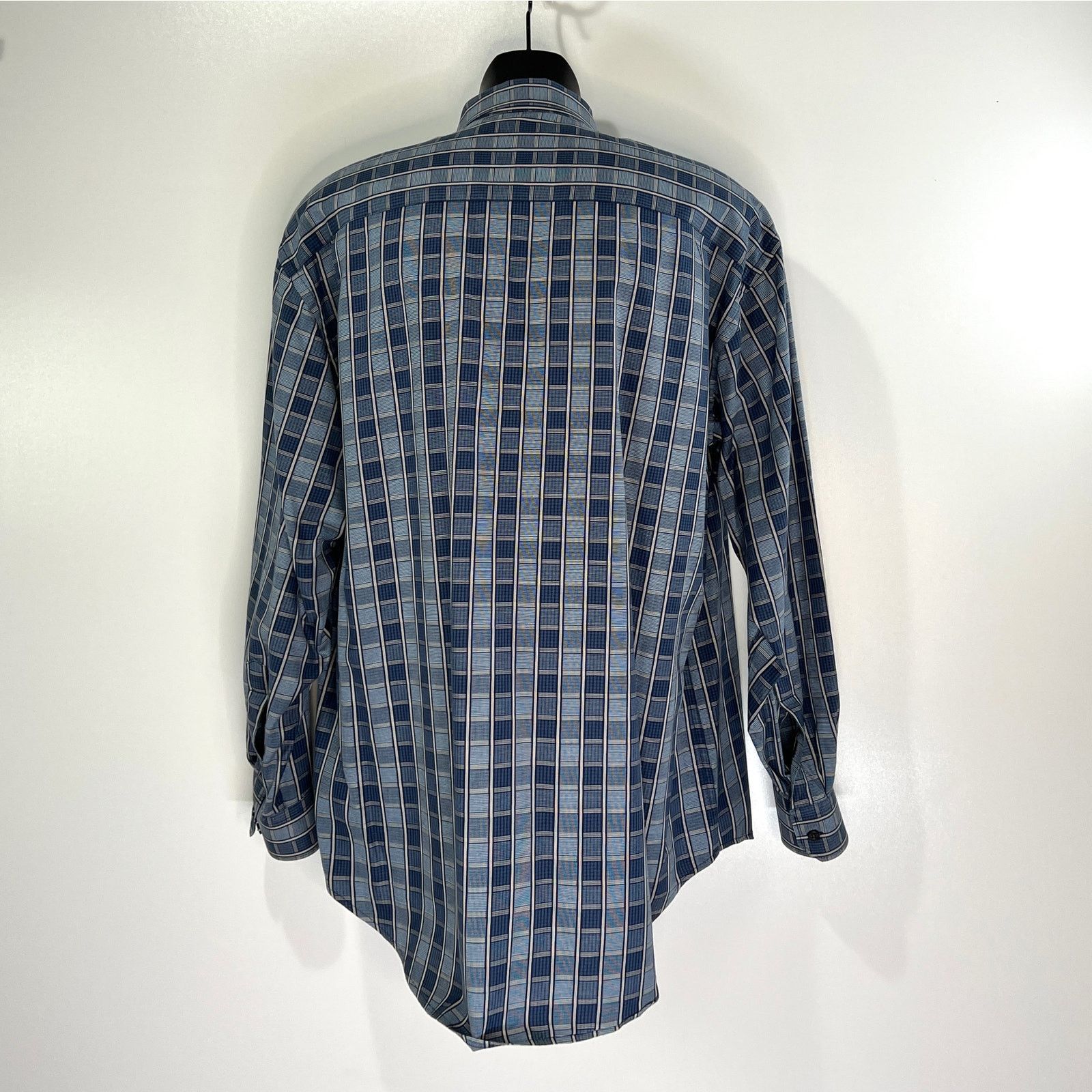 Johnston & Murphy Johnston & Murphy Button Up Shirt Check Stripes Blue Cotton Size US L / EU 52-54 / 3 - 6 Thumbnail