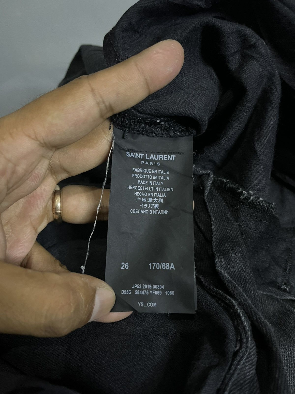 Saint Laurent Paris Black Raw Skinny Jeans Size 24" / US 00 / IT 34 - 9 Thumbnail