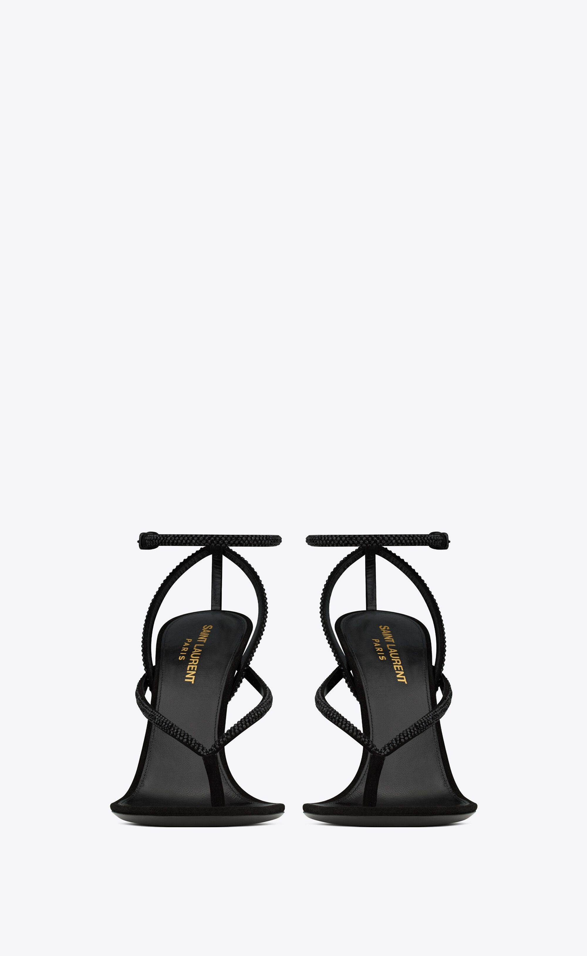 Saint Laurent Paris o1bcso1str0125 Nadja Sandals In Suede Rhinestones in Black Size US 5 / IT 35 - 3 Thumbnail