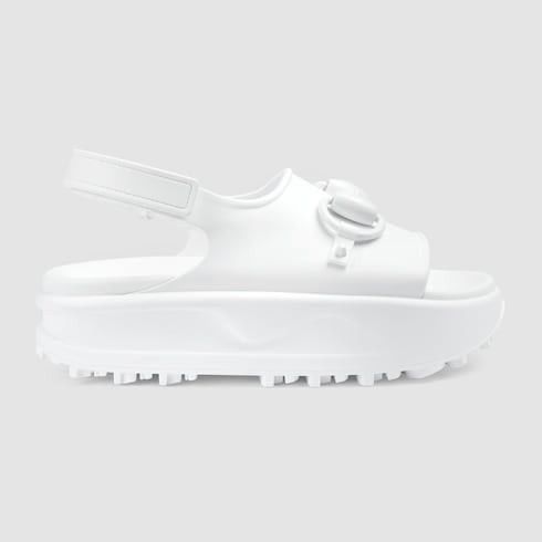 image of Gucci Horsebit Platform Sandals Size 40 in White, Women's