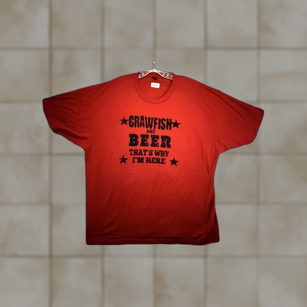 Hereu VINTAGE Cajun Humor T-Shirt Men 2XL Red Cotton Short Sleeve Crew Neck Beer Crawfish Fun Size US XXL / EU 58 / 5 - 1 Thumbnail