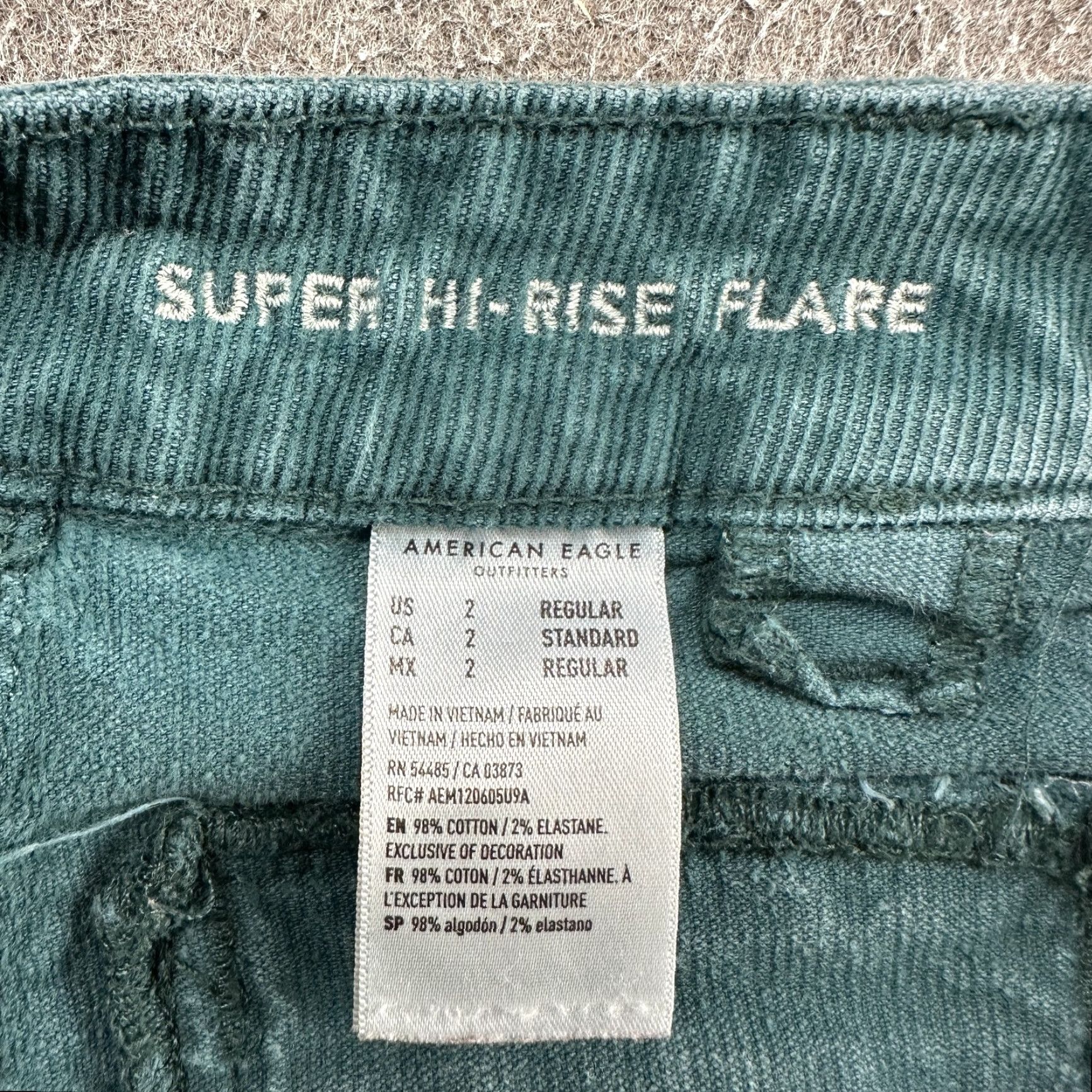 American Eagle Outfitters American Eagle Outfitters Pants Womens 2 Green Corduroy Super Hi Rise Flare Stretch Cotton Modern Retro 30 Inseam Buttons Pockets Casual Size 26" / US 2 / IT 38 - 6 Thumbnail