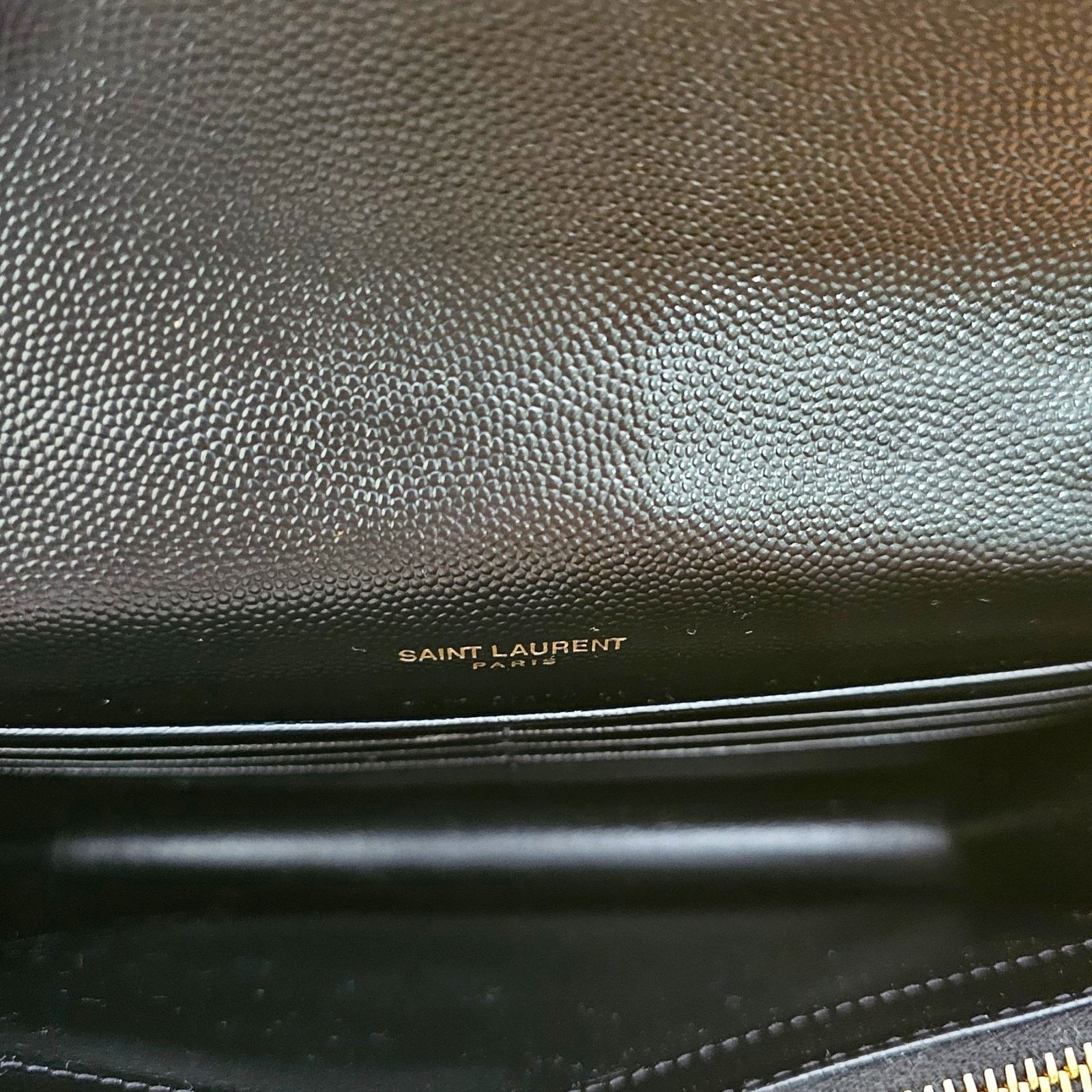 Saint Laurent Paris Cassandre Envelope Chain Wallet Black Grain De Poudre GHW Size ONE SIZE - 9 Thumbnail