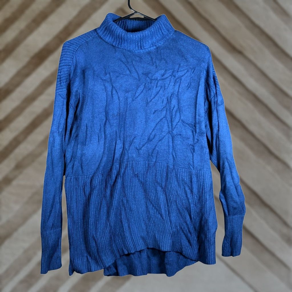 Lou & Grey Lou & Grey Womens Sweater Blue Mock Neck Long Sleeve Nylon Blend Medium Size M / US 6-8 / IT 42-44 - 1 Thumbnail