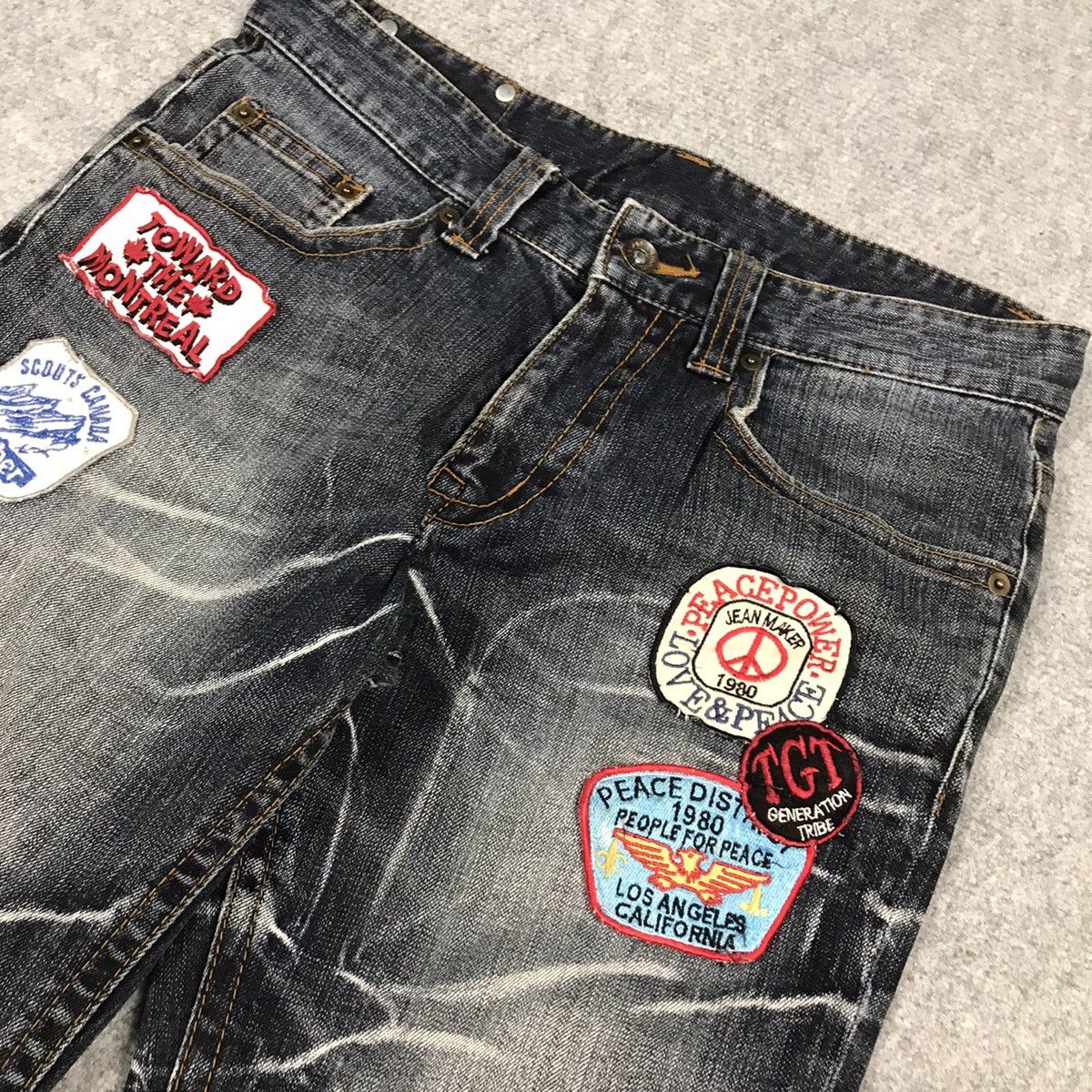Hysteric Glamour × Japanese Brand FLARE SEMANTICDESIGN DISTRESSED DENIM BOOTCUT PANTS Size US 30 / EU 46 - 9 Thumbnail