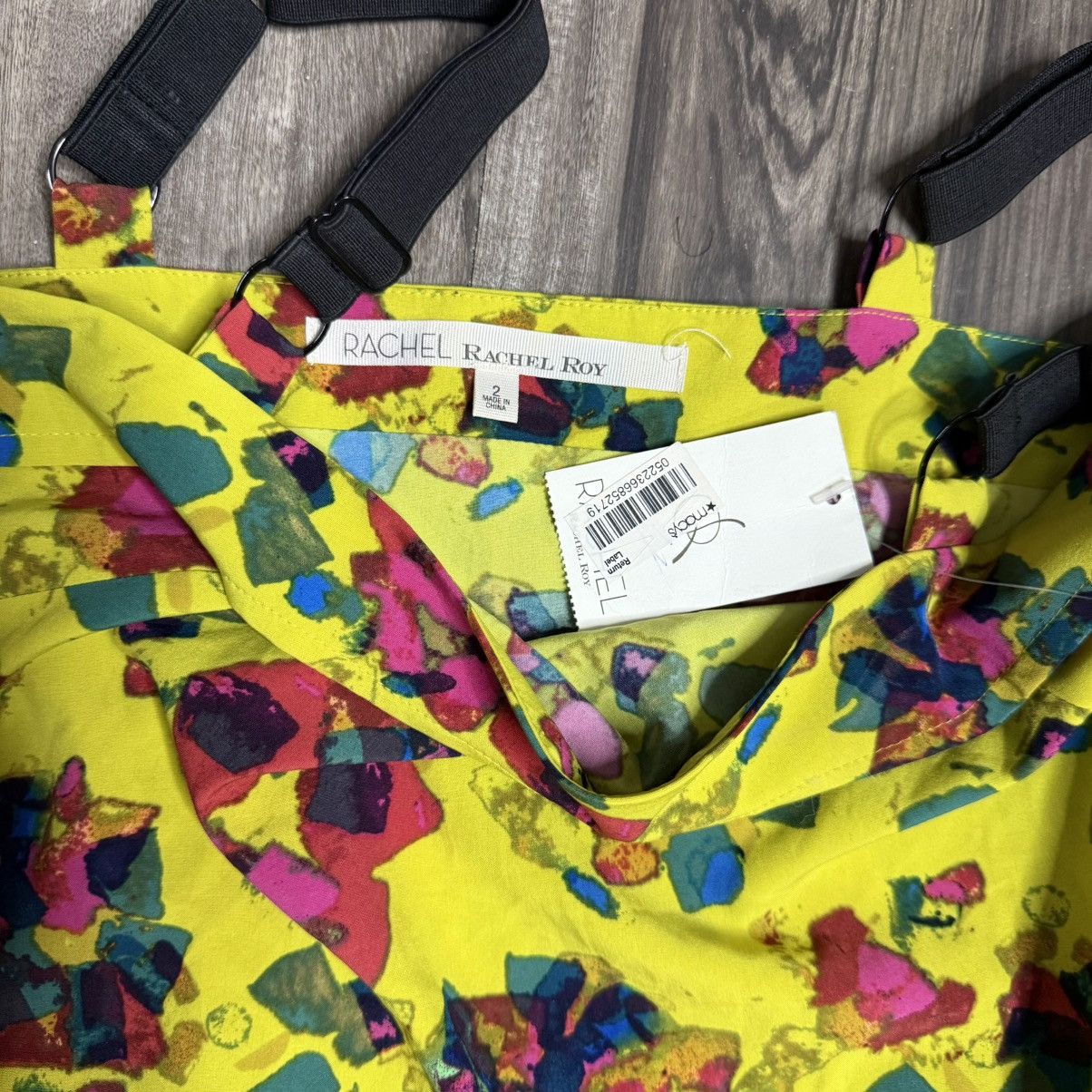 Other Rachel Rachel Roy Chartreuse Yellow Floral Drop Waist Ruffle Size XS / US 0-2 / IT 36-38 - 4 Thumbnail