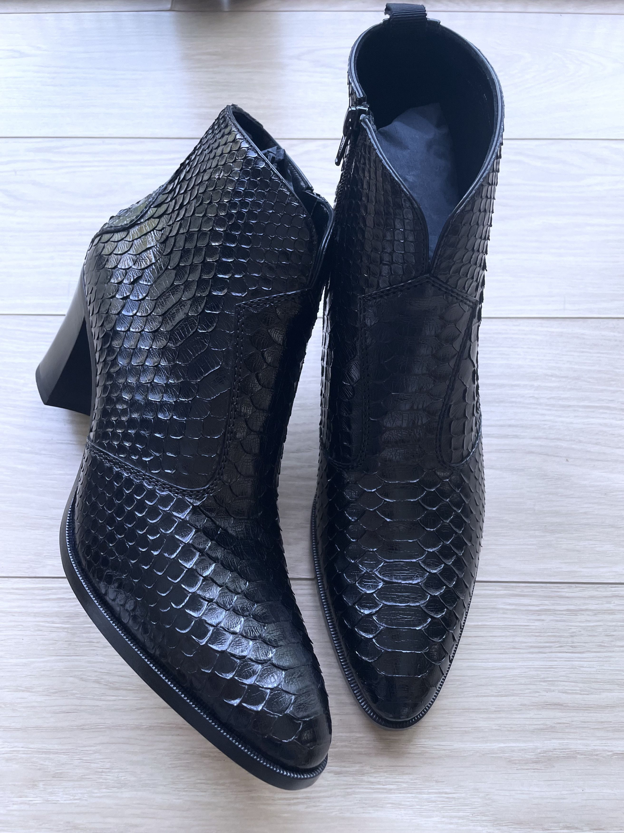 Celine × Hedi Slimane *GRAIL* AW20 BRAND NEW SHINY PYTHON LEATHER PAGES BOOTS Size US 12 / EU 45 - 3 Thumbnail