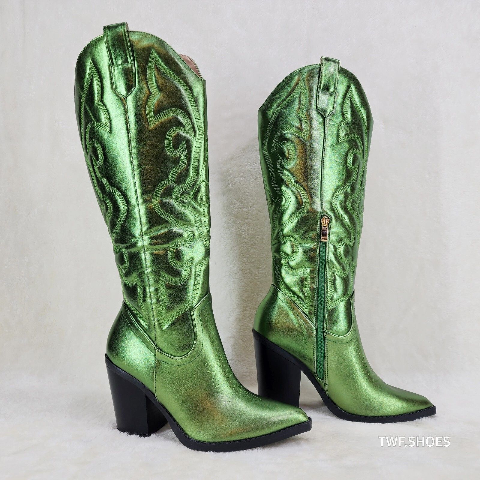 Other Electric Cowboy Brush Metallic Matte Western Knee High Cowgi Size US 8.5 / IT 38.5 - 2 Thumbnail