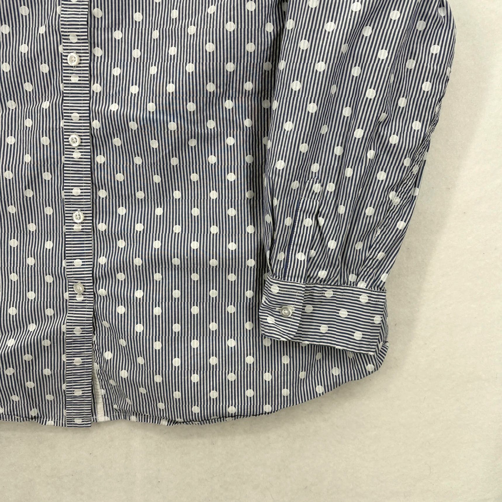 Talbots Talbots Shirt Womens 2X Blue Polka Dot Stripe Button Front Cotton Top Blouse Size XXL / US 16-18 / IT 52-54 - 3 Thumbnail