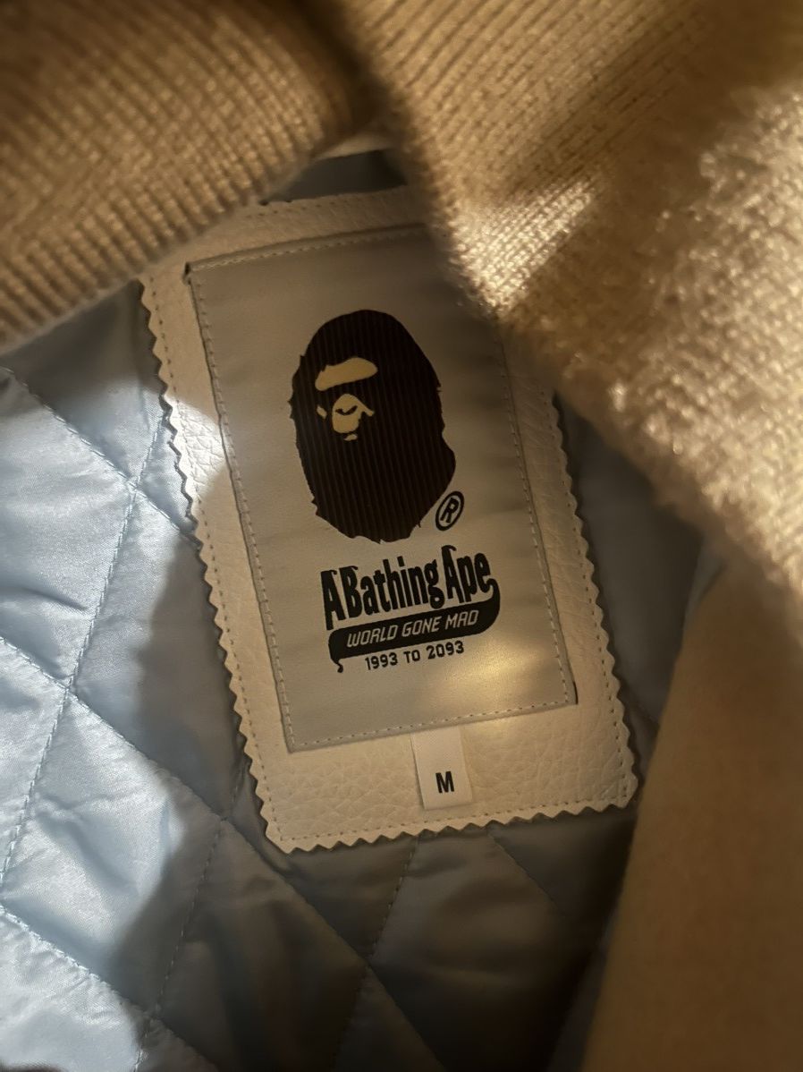 Bape Bape tan and white varsity jacket Size US M / EU 48-50 / 2 - 5 Thumbnail