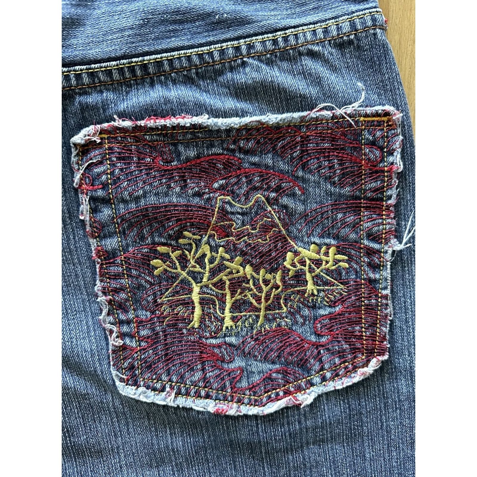 RMC Jeans VINTAGE Red Monkey Jeans Mens 5-Pocket Denim Straight Regular Blue Y2K Skater Embroidered Hip Hop Fall Spring Summer Winter 38 Mens Size US 38 / EU 54 - 4 Thumbnail