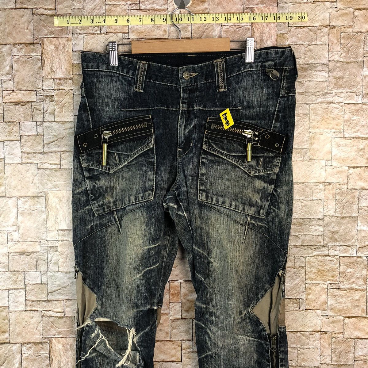 PPFM PPFM Blue Distressed ripped punk Denim Pants #A1040 Size US 33 - 5 Thumbnail