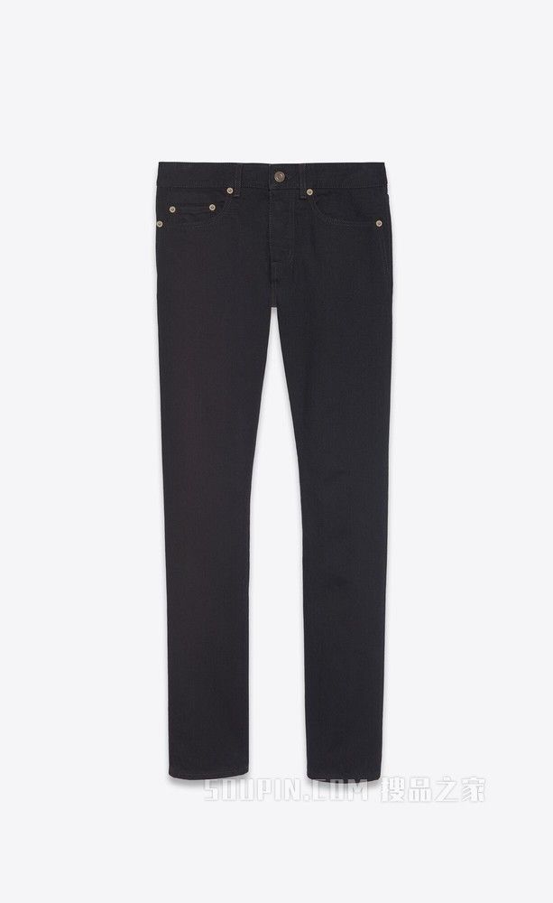 Saint Laurent Paris slim-fit jeans in worn black denim Size US 27 - 1 Thumbnail