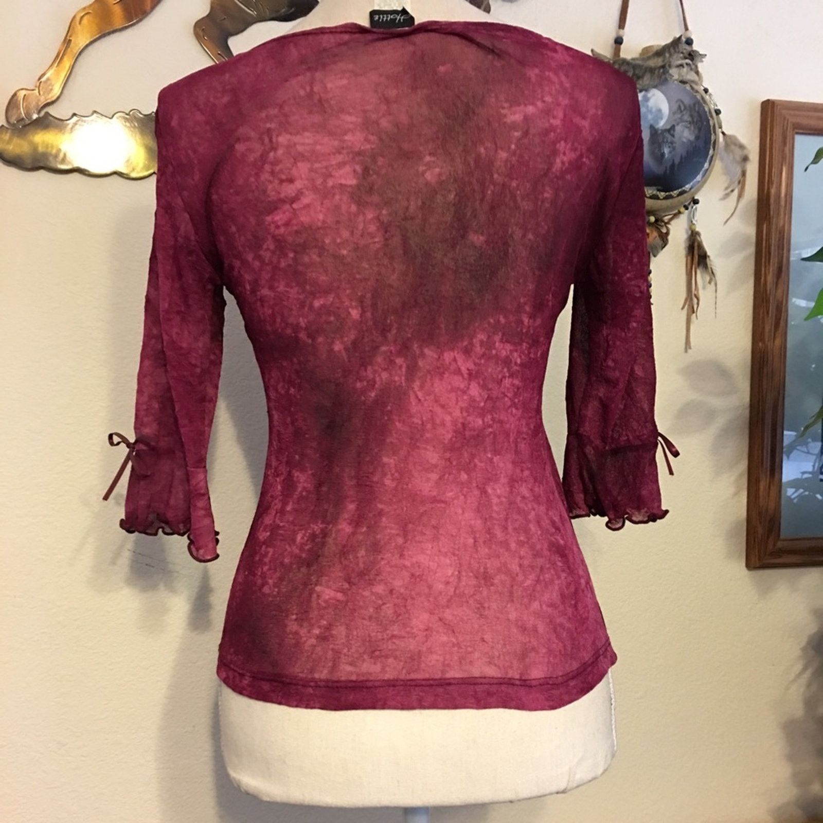 Other Hottie brand dark pink sheer bow detail top Size M / US 6-8 / IT 42-44 - 4 Thumbnail