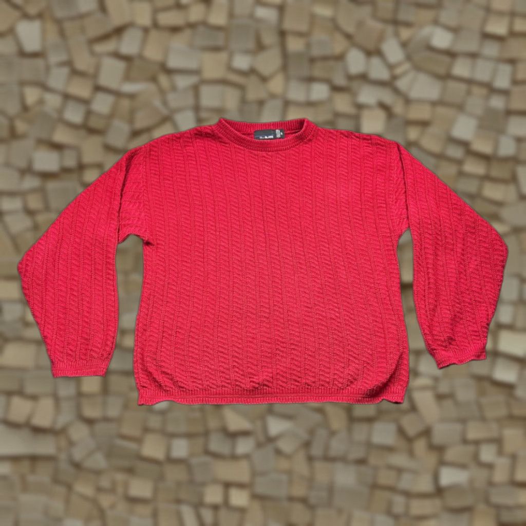Bill Blass VINTAGE Bill Blass Sweater Adult MEDIUM Red 90s Knit Cotton Pullover Crew Neck Long Sleeve Men Mens Size US M / EU 48-50 / 2 - 1 Thumbnail