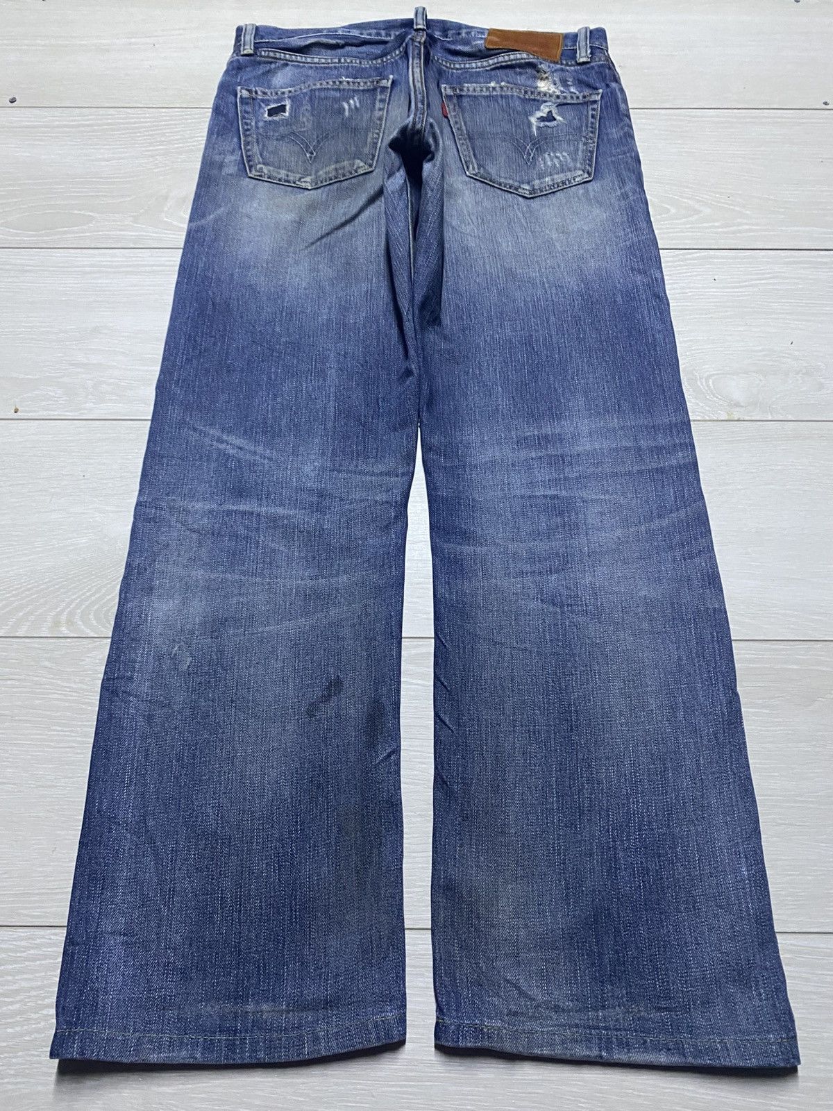 Levi's Vintage Levis 505 Faded Wash Crazy Distressed Loose Jeans Size US 31 - 2 Thumbnail