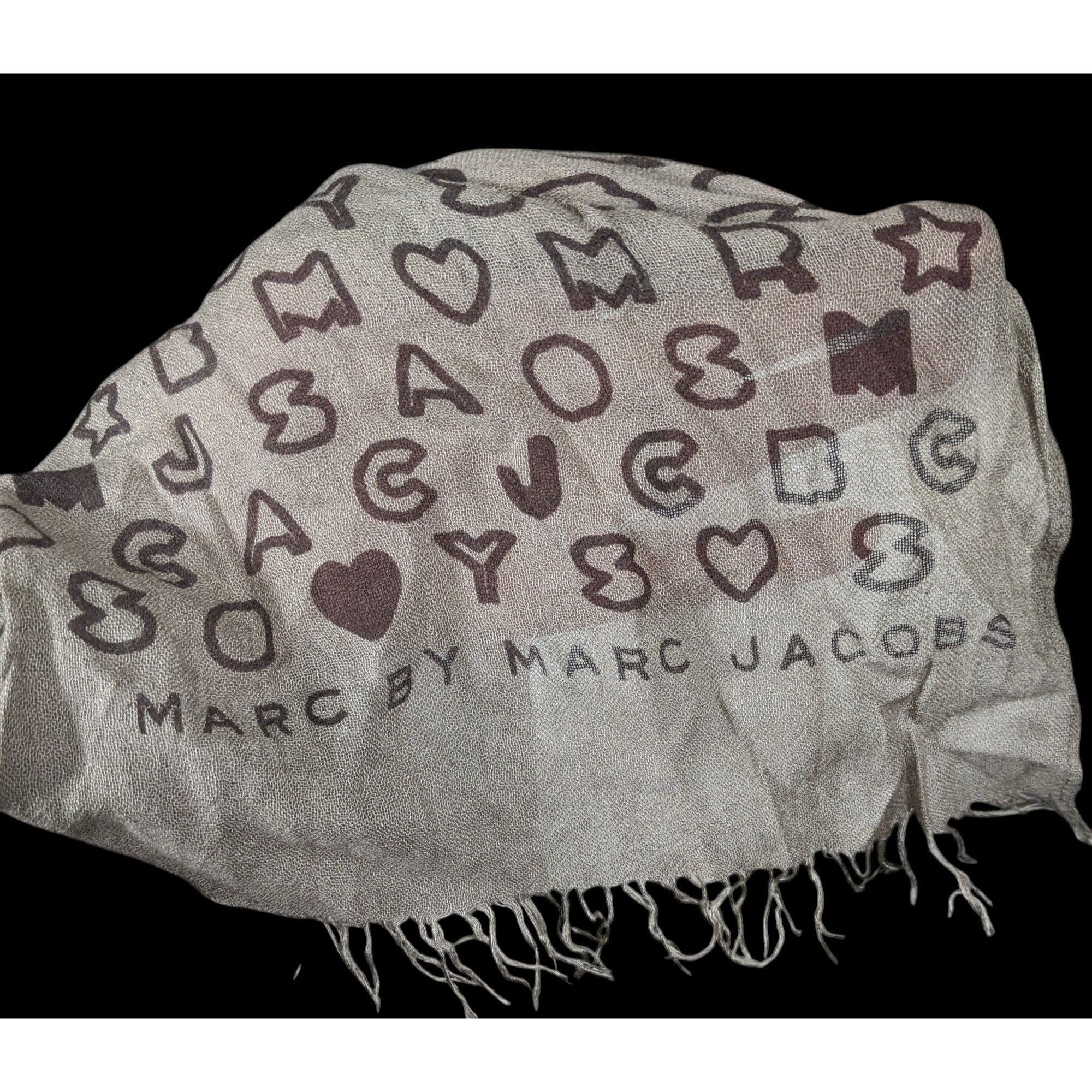 Marc by Marc Jacobs Marc By Marc Jacobs Grey And Black Allover Letter Print Scar Size ONE SIZE - 3 Thumbnail