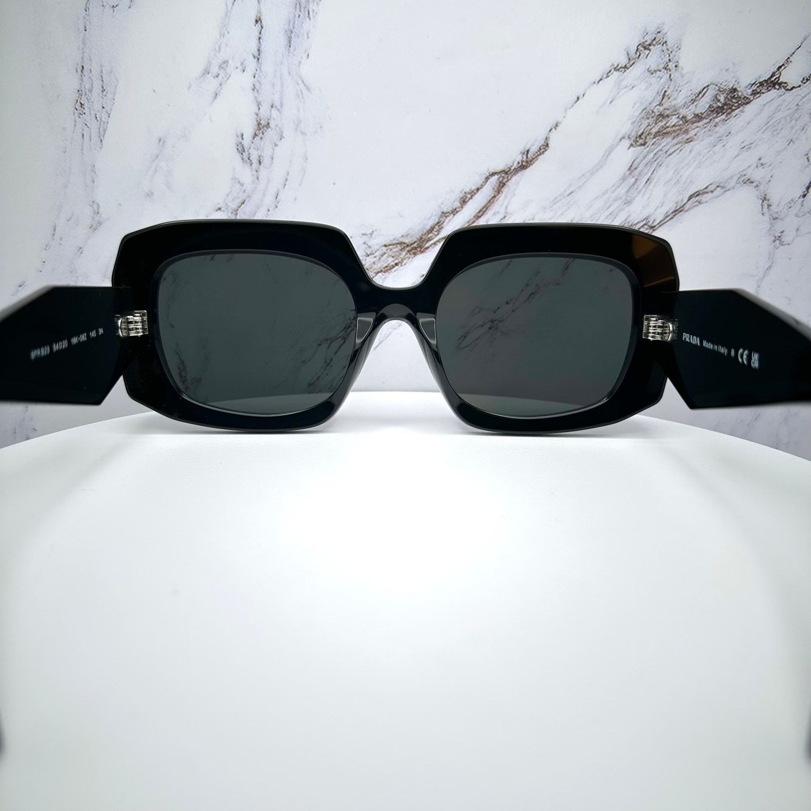 Prada New PRADA Sunglasses Black Silver Symbole Logo Oversized Size ONE SIZE - 20 Thumbnail