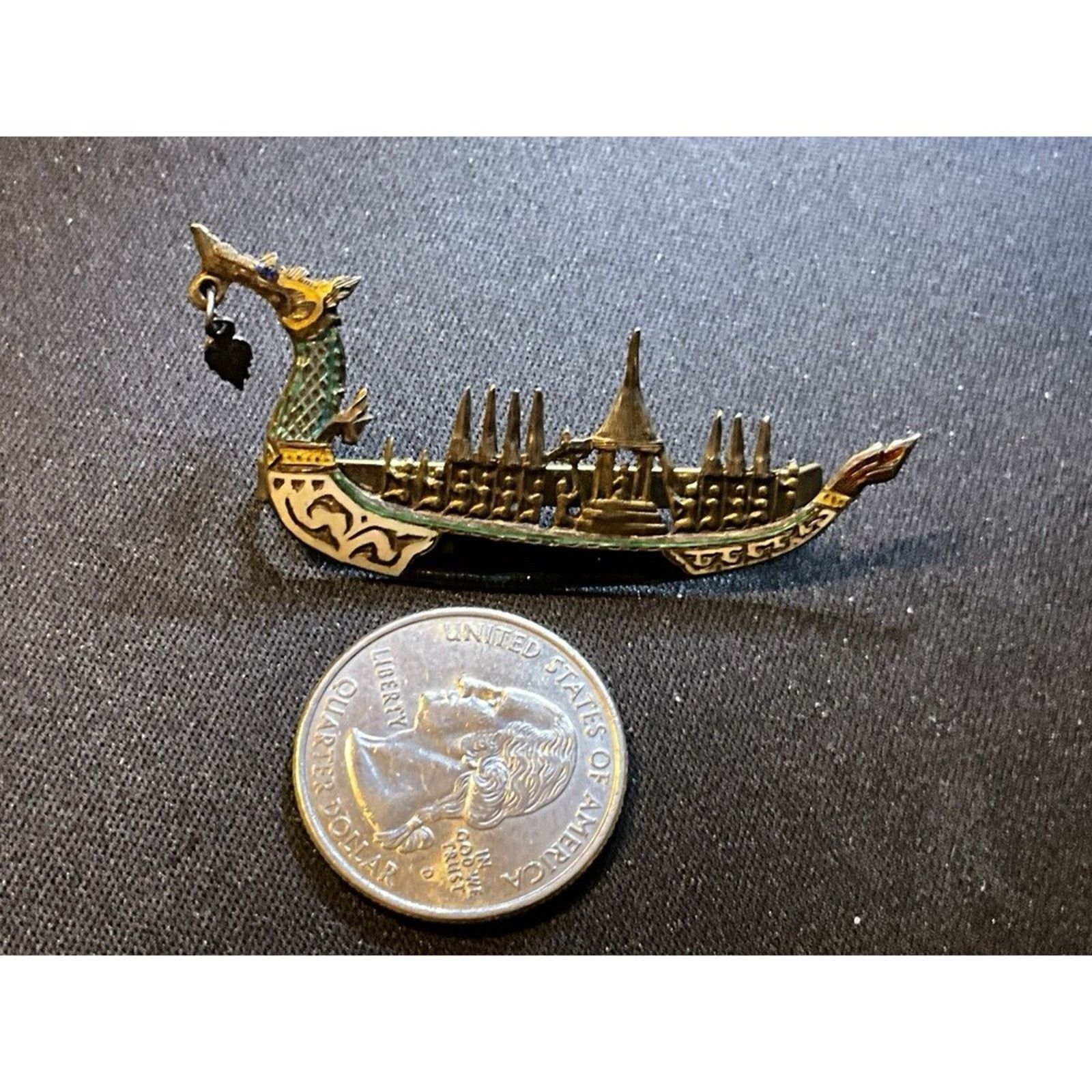 Other Vintage Sterling Vermiel Asian Boat Clip Siam Size ONE SIZE - 3 Thumbnail