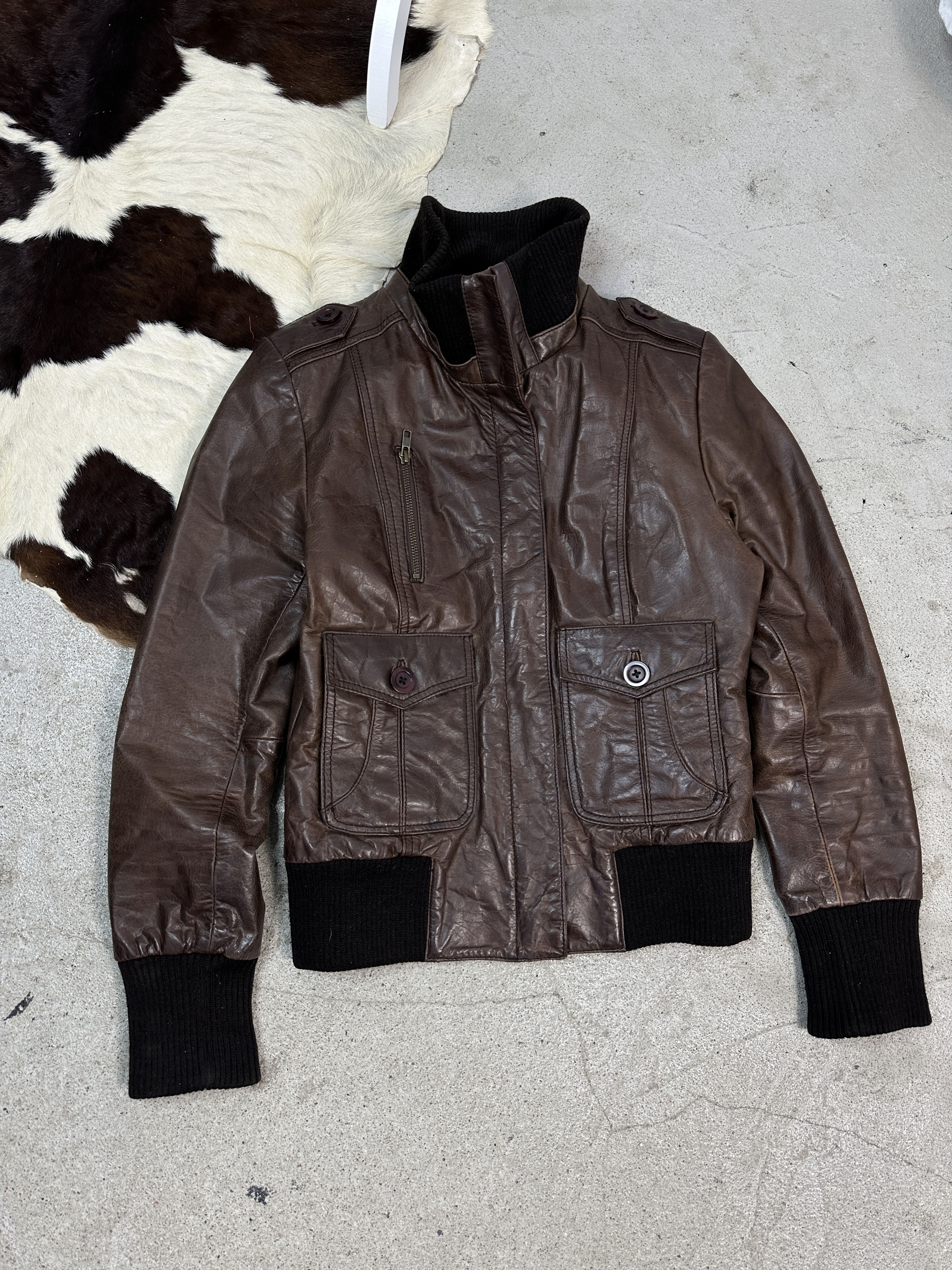 ジャケット・アウター vintage leather jacket archive y2k XL Vintage Biker Archive Y2K Moto Big Collar Leather Jacket