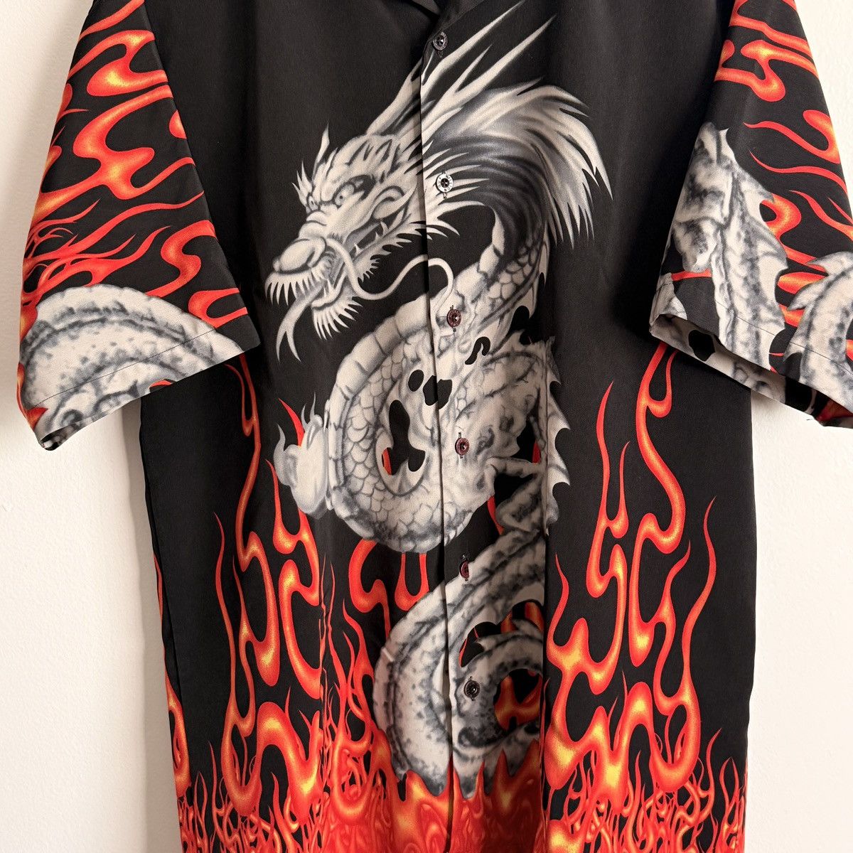 Other Vintage Y2K Million Guy Flaming Dragon AOP Button Up Size US XL / EU 56 / 4 - 3 Thumbnail