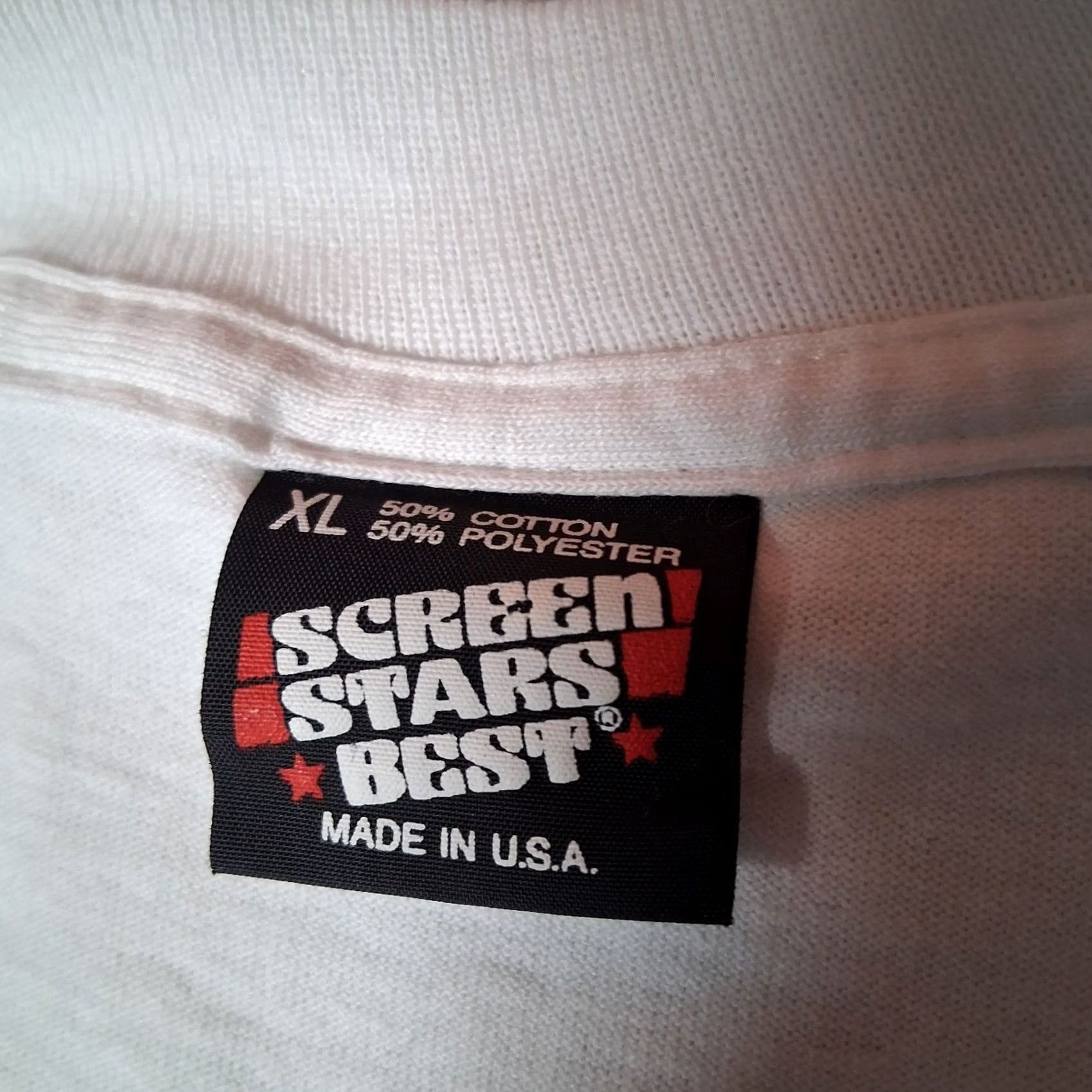 Vintage VINTAGE Screen Stars Best T-Shirt XL White Short Sleeve Crew Neck graphic WV Courthouse Main Street USA West Virginia Tourist Pink Vintage 60s? Size US XL / EU 56 / 4 - 7 Thumbnail