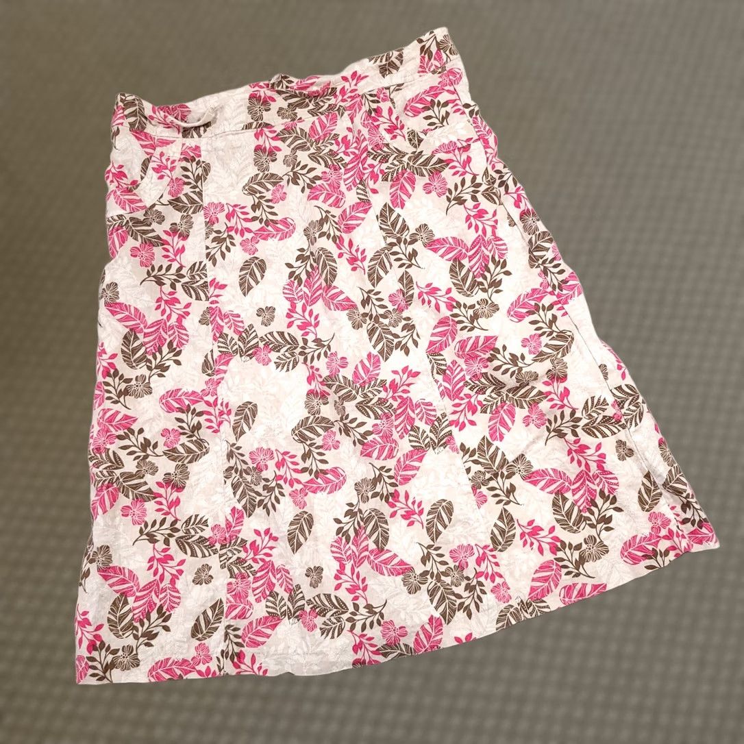 Vintage Christopher & Banks Skirt Women's 10 Floral Linen Blend Zip Lined Below The Knee Amazing Core Rules Size 32" / US 10 / IT 46 - 1 Thumbnail