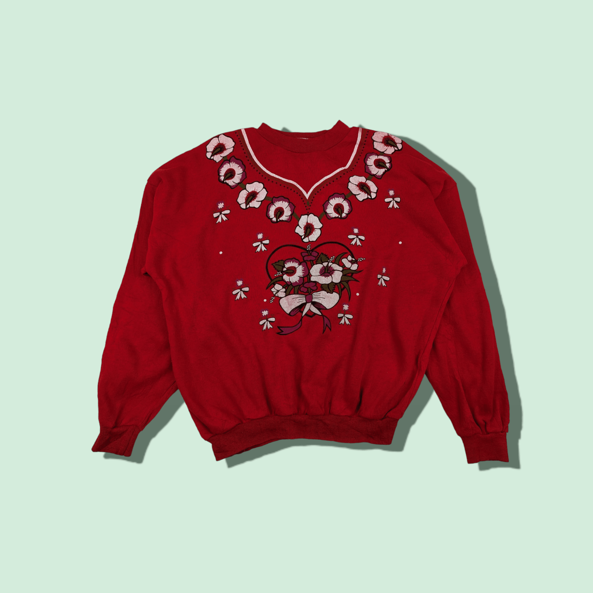 Vintage Vintage 90's JRJ Flower Image Made In England Sweatshirt Size XL / US 12-14 / IT 48-50 - 1 Thumbnail
