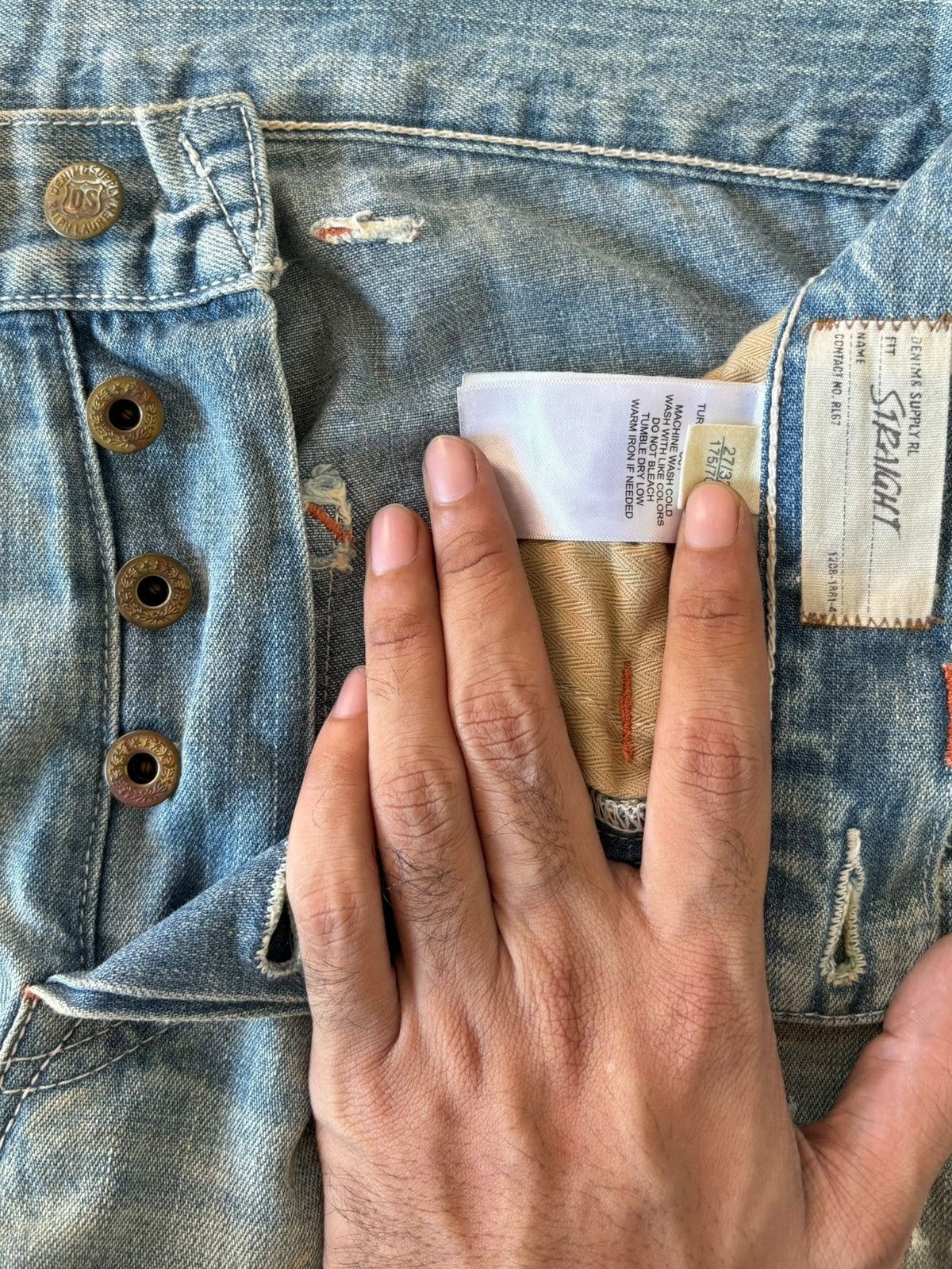 Denim & Supply Ralph Lauren Vintage Denim Supply Carpenter Painted Patches Loose Jeans Size US 30 / EU 46 - 5 Thumbnail
