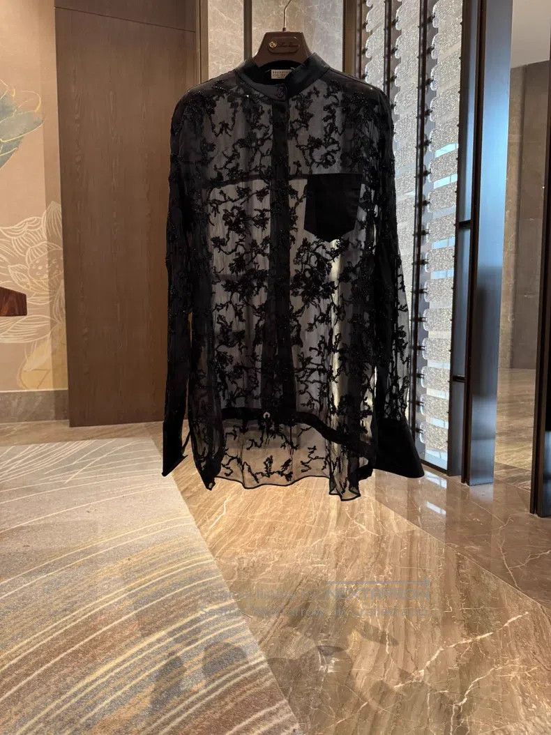 Brunello Cucinelli Brunello Cucinelli Heavy Embroidered Sequined Shirt Size L / US 10 / IT 46 - 1 Thumbnail