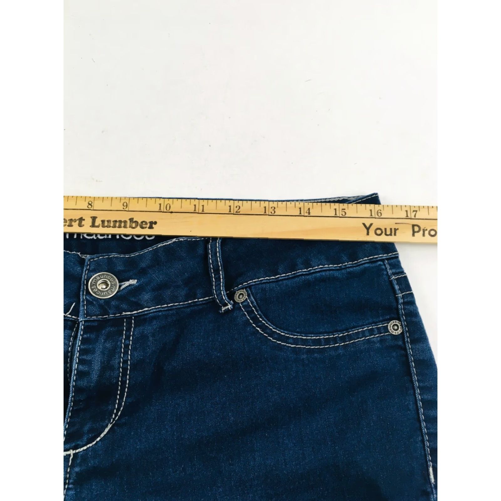 Vintage Maurices Jeans Women's Size Large Dark Denim Stretchy Skinny Solid Mid Rise Size 36" / US 14 / IT 50 - 3 Thumbnail
