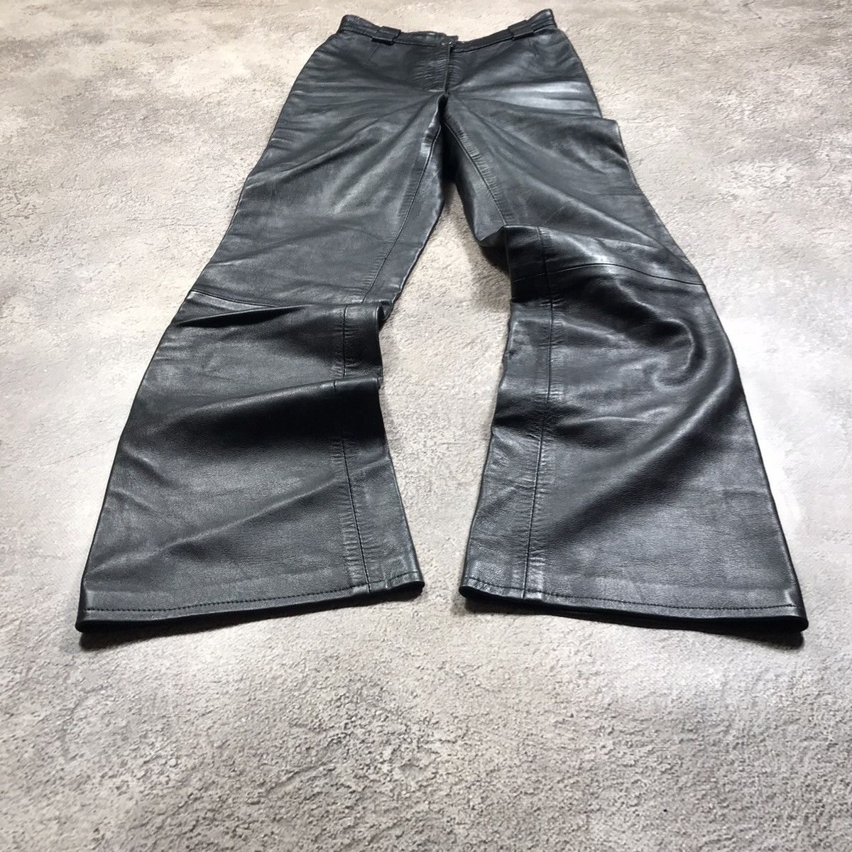 Vintage Y2K Baggy Wide Leg Distressed Leather Pants Black Canvas 25 Size 25" / US 0 / IT 36 - 1 Thumbnail
