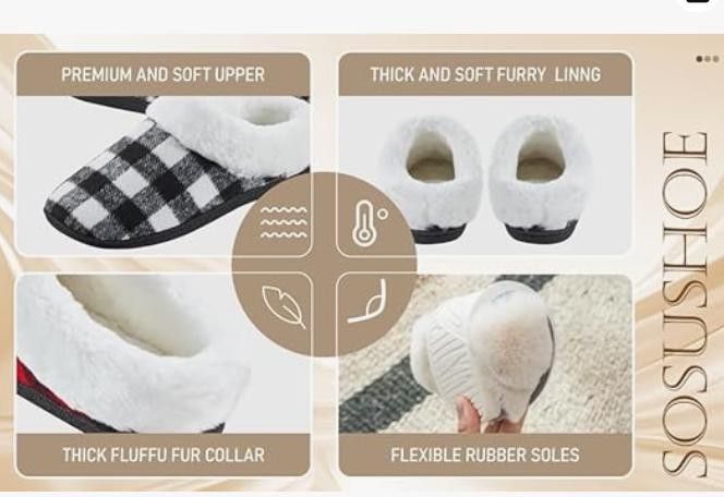 NBDN Nobrandedon Cotton Slippers Plush Lining&Collar, NonSlip SIZE 5 to 5 1/2 Size US 5 / IT 35 - 7 Thumbnail