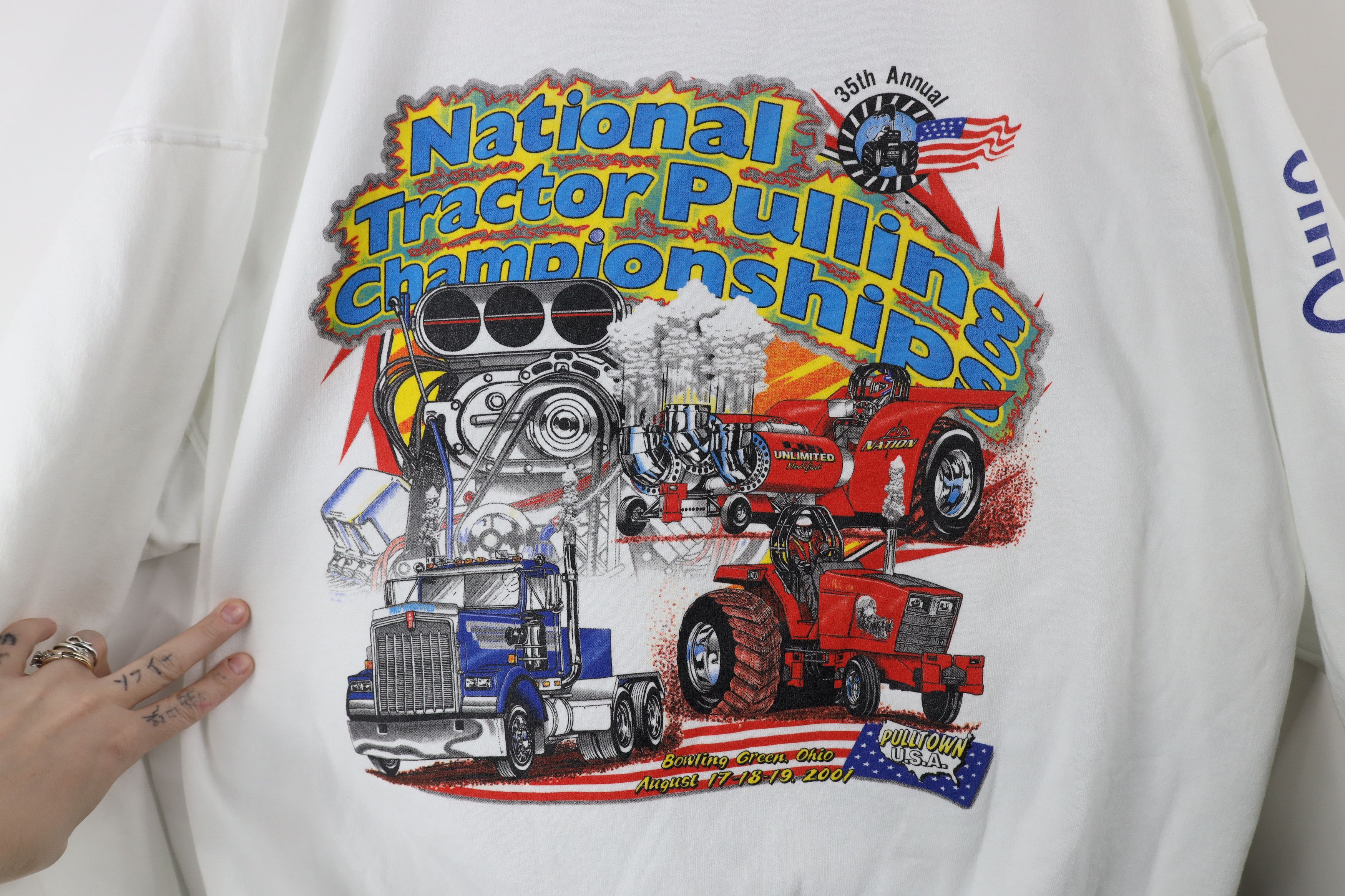 Vintage Vintage Y2K 2001 Pulling Championship Sweatshirt White Size US XXL / EU 58 / 5 - 5 Thumbnail