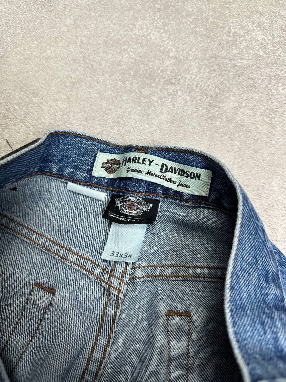 Harley Davidson VINTAGE HARLEY DAVIDSON Washed Denim Relaxed Moto JEANS Size US 33 - 11 Thumbnail