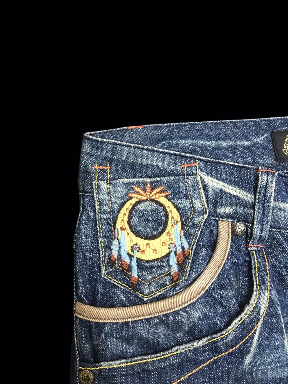 Japanese Brand 💥FLARE💥ARCHIVAL REDPEPPER CHIEFHEAD EMBROIDERY DENIM F257 Size US 31 - 9 Thumbnail