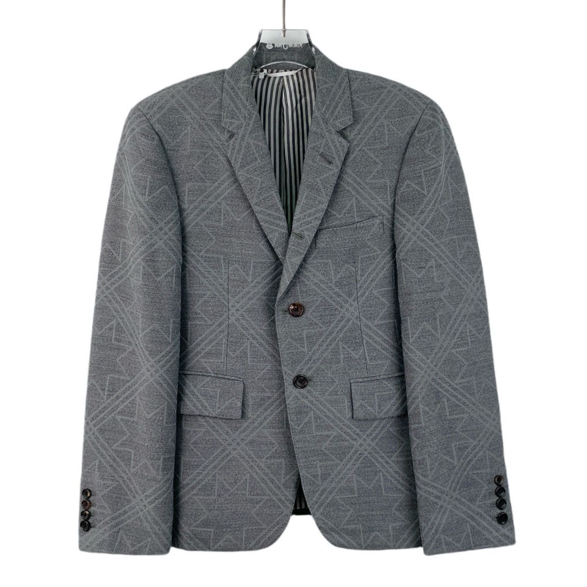 THOM BROWNE Gray Dark Wool Long Sleeve Blazer