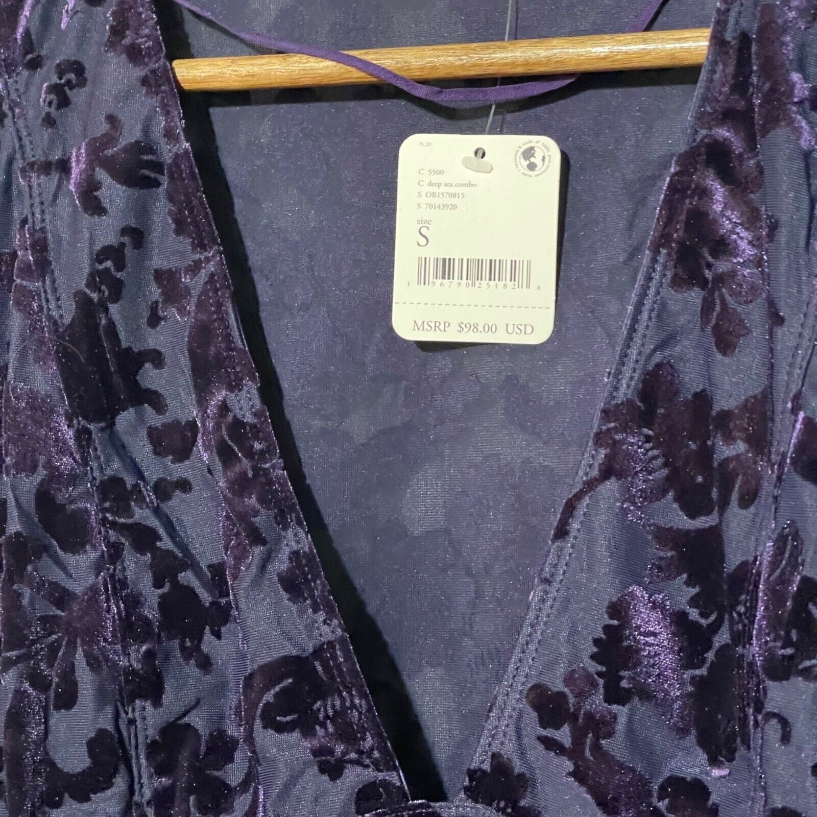 Free People Free People Velvet Burnout Bodysuit Deep Sea New Small Size S / US 4 / IT 40 - 4 Thumbnail